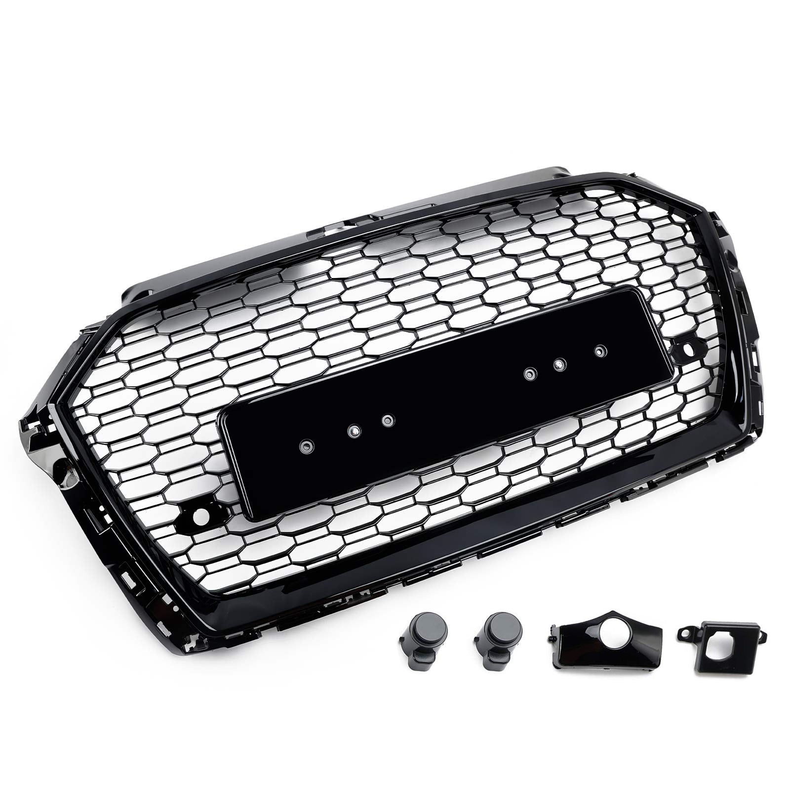 2017-2019 Audi A3 8V RS3-stijl honingraatgaas voorbumpergrille zwart