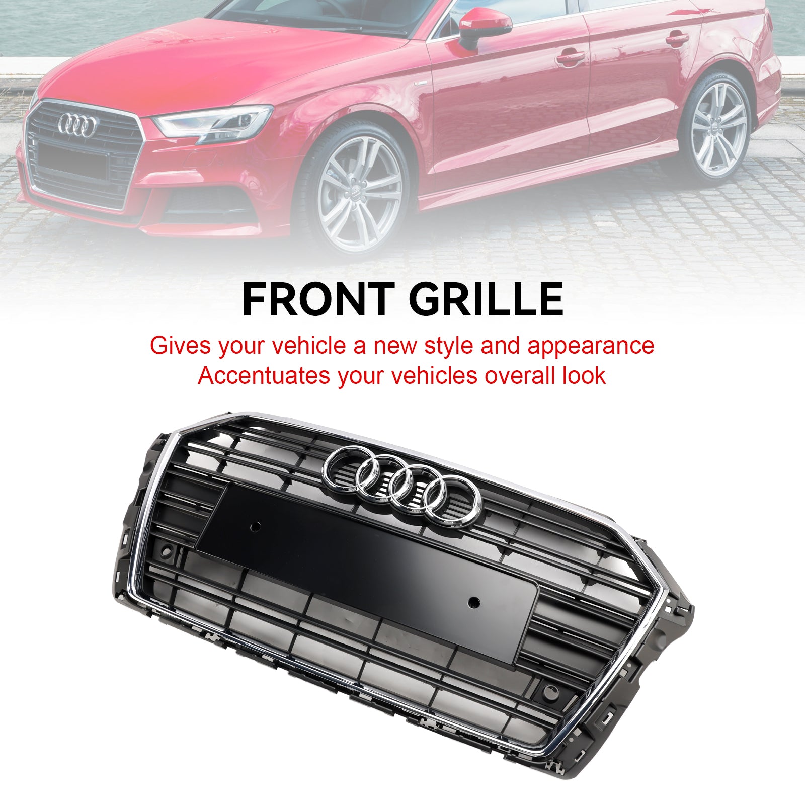 2017-2019 Audi A3 S3 Front Bumper Grill Grill 8v3853651 Chrome 8v3853651b