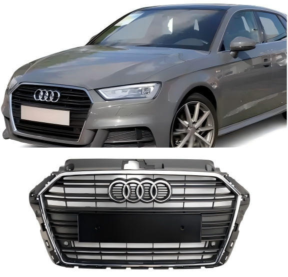 2017-2019 Audi A3 S3 Front Bumper Grill Grill 8v3853651 Chrome 8v3853651b