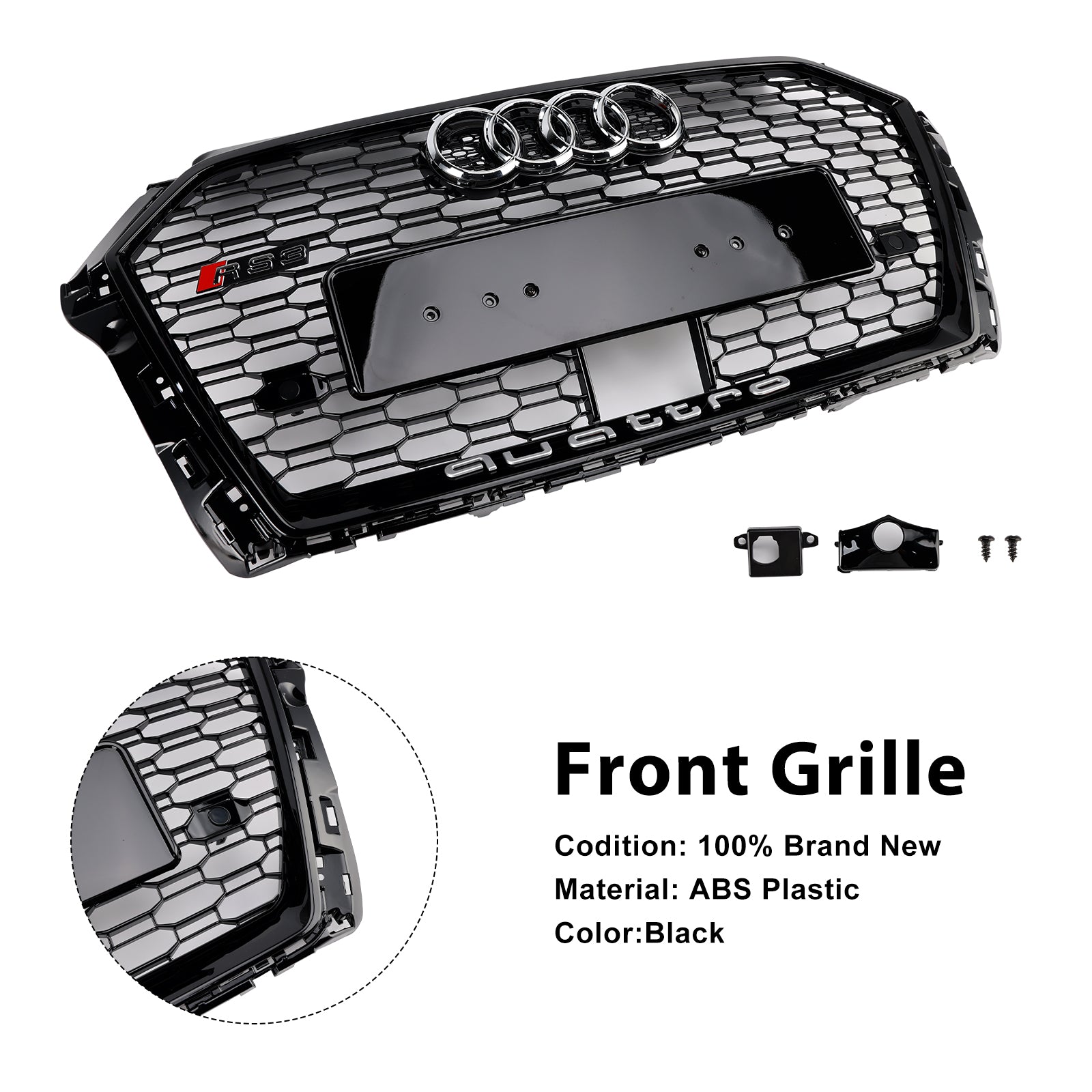 2017-2019 Audi A3 S3 W/ACC RS3 Grade da grade frontal do Honeycomb estilo RS3 Black