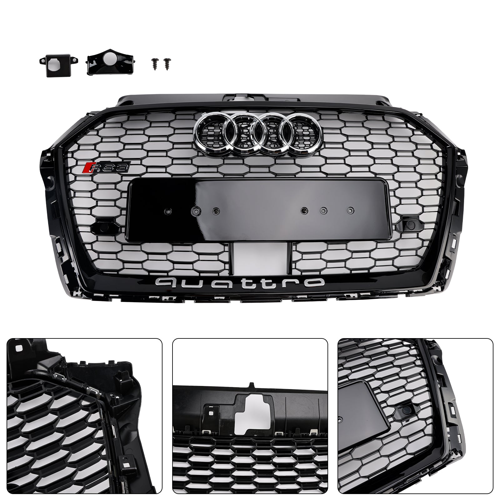 2017-2019 Audi A3 S3 W/ACC RS3 Grade da grade frontal do Honeycomb estilo RS3 Black