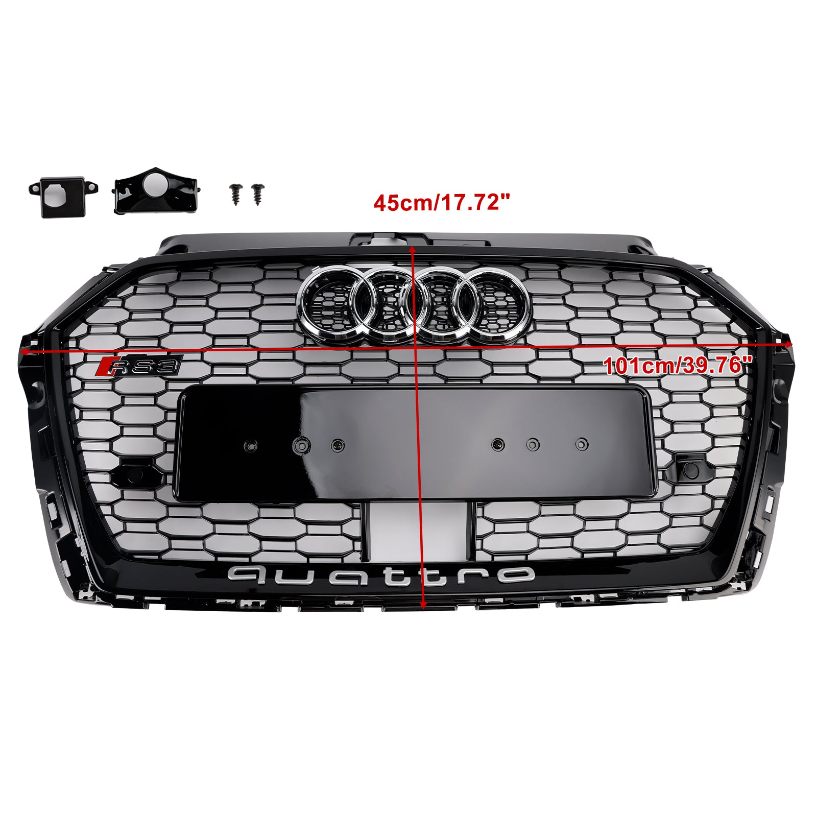 2017-2019 Audi A3 S3 W/ACC RS3 Grade da grade frontal do Honeycomb estilo RS3 Black