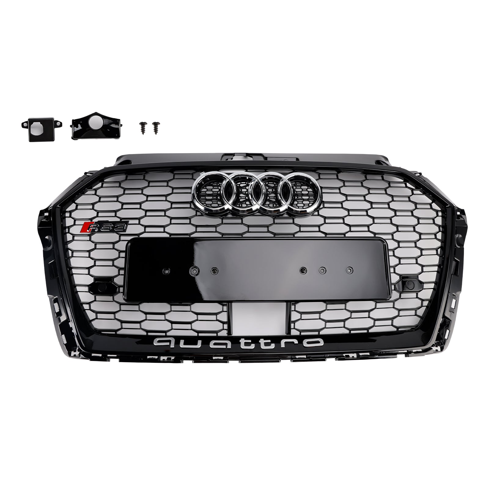 2017-2019 Audi A3 S3 W/ACC RS3 Style Honeycomb Front Grill Black