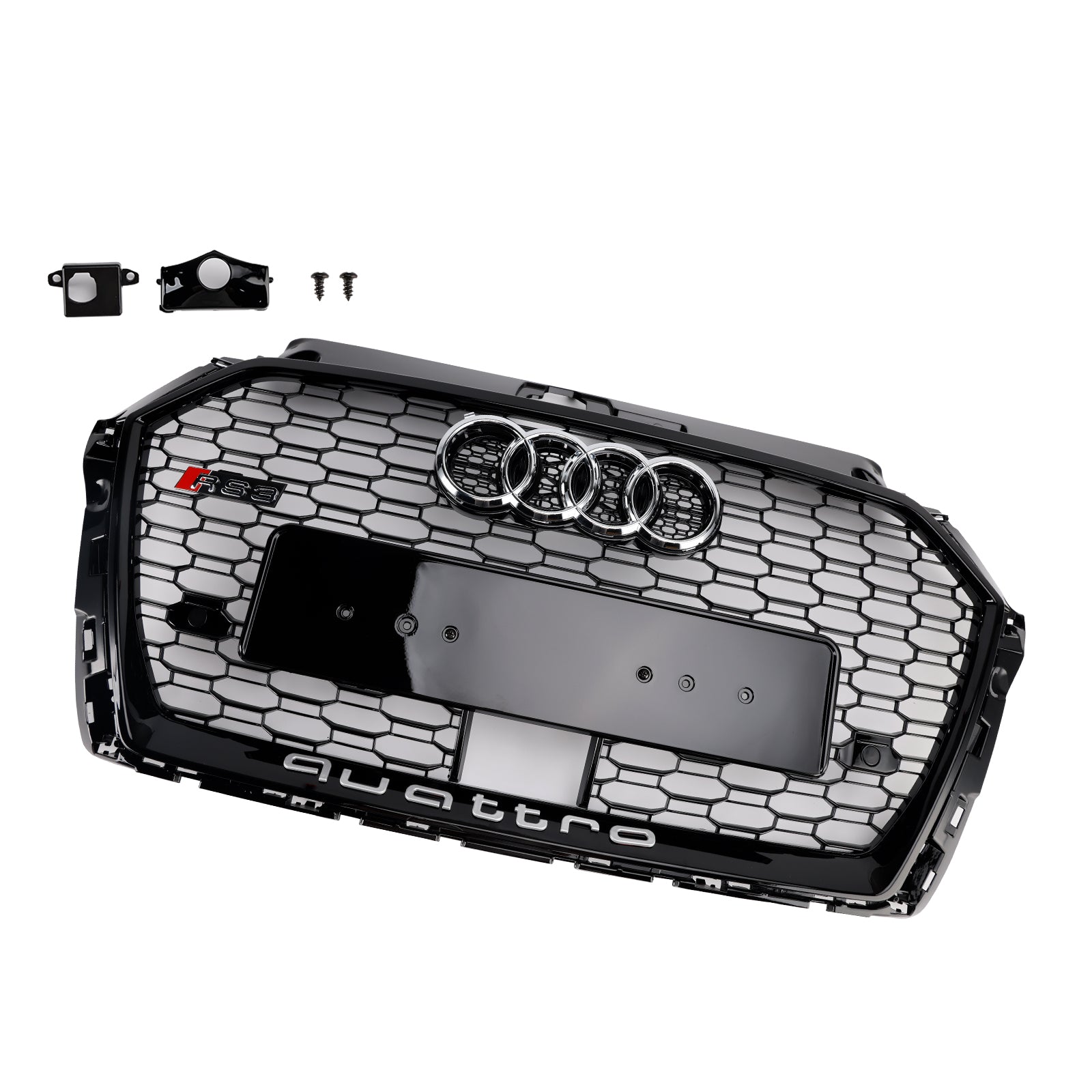 2017-2019 Audi A3 S3 W/ACC RS3 Style Honeycomb Front Grill Black