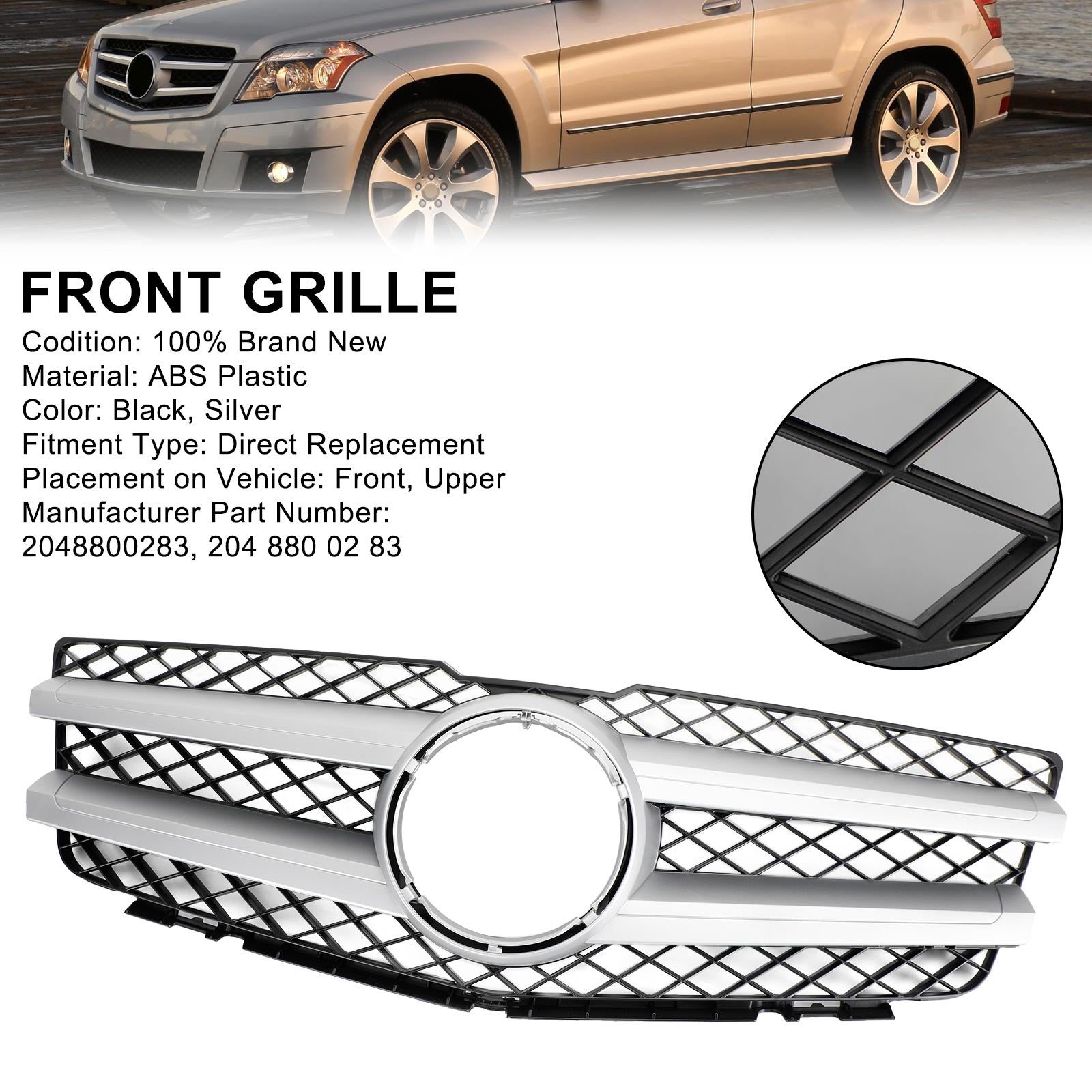 2010 2012 2012 Mercedes Benz GLK X204 GLK350 CAPEL BROWLER GRILLE GRILHA 2048800283