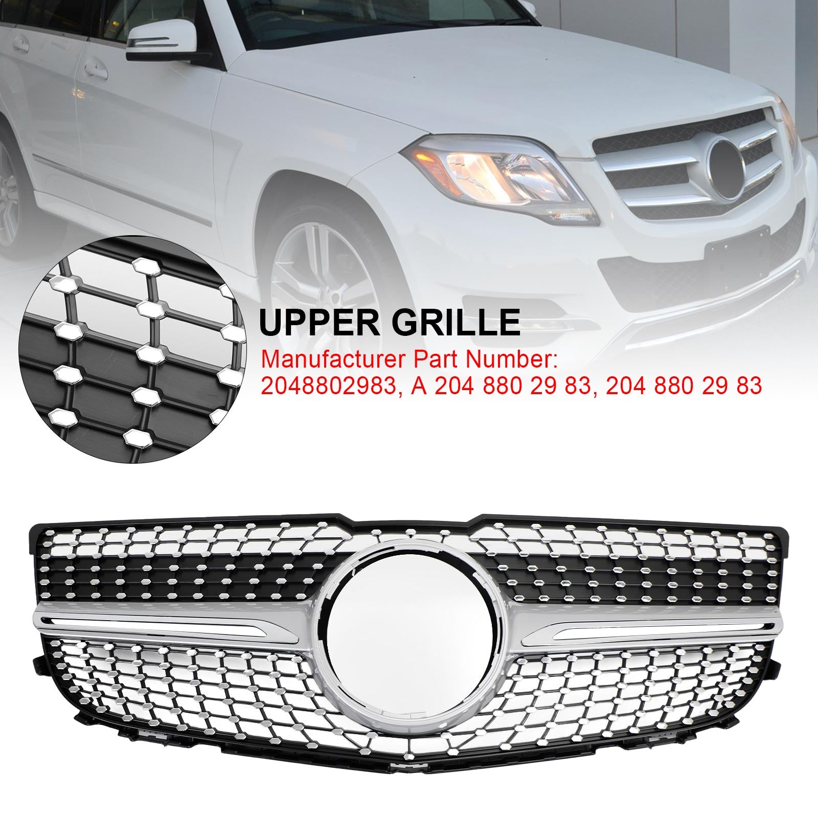 2013-2015 Mercedes Benz X204 Clase GLK Parrilla de parachoques delantero Parrilla Diamante