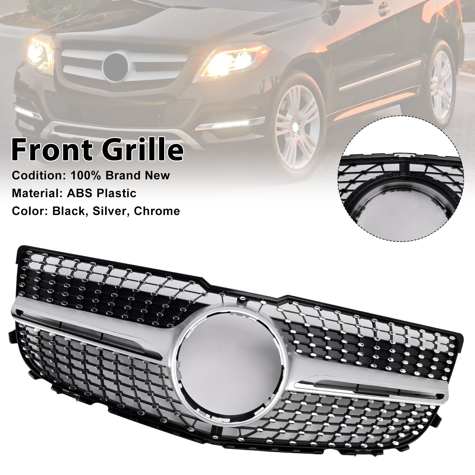 2013-2015 MERCEDES-BENZ GLK250 BLUETEC 4MATIC SPORT UTILITY 4-DEUR Voorbumper Grill Grille Diamond