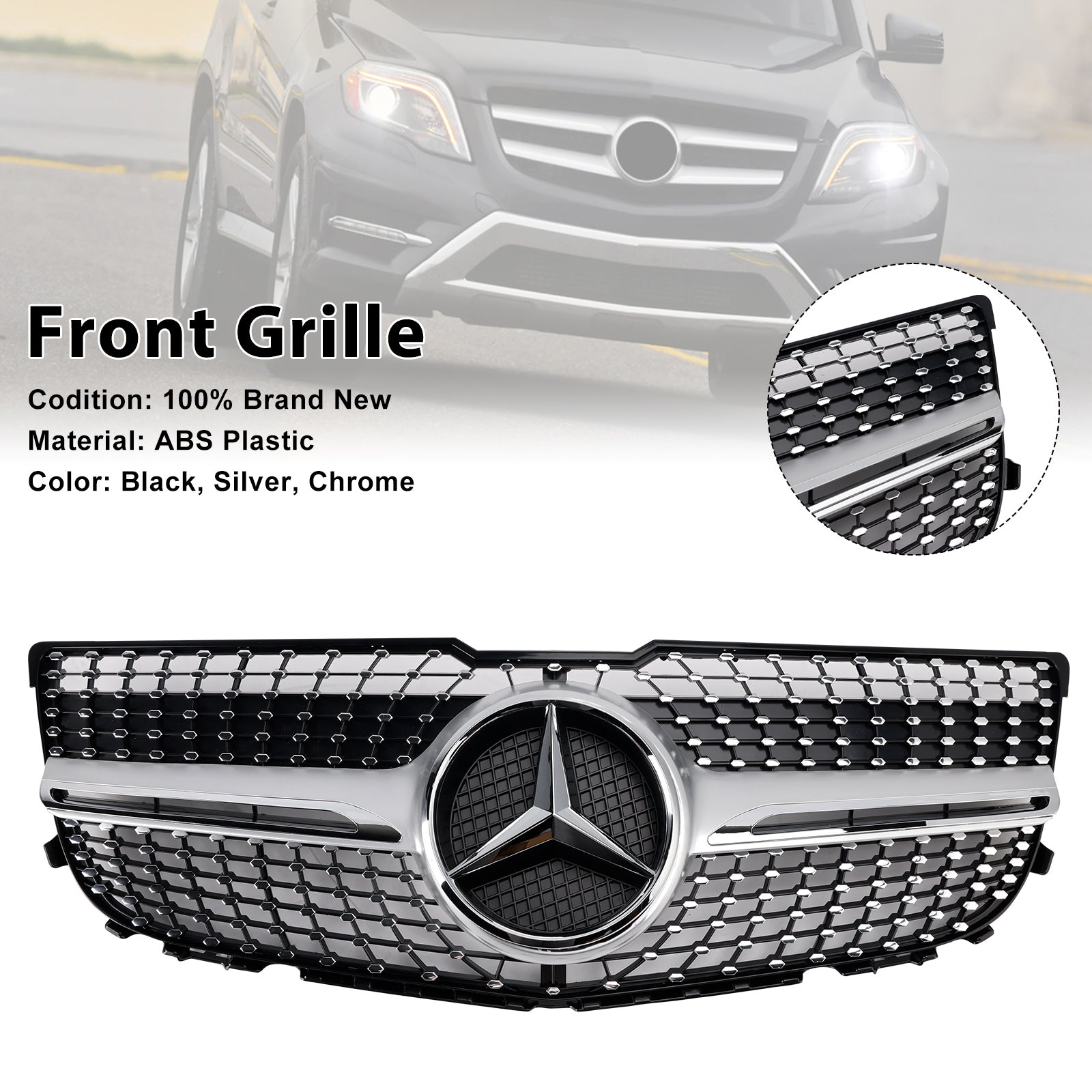 2013-2015 Mercedes-Benz GLK350 4Matic Sport Utilitaire à 4 portes Bumper avant grille diamant