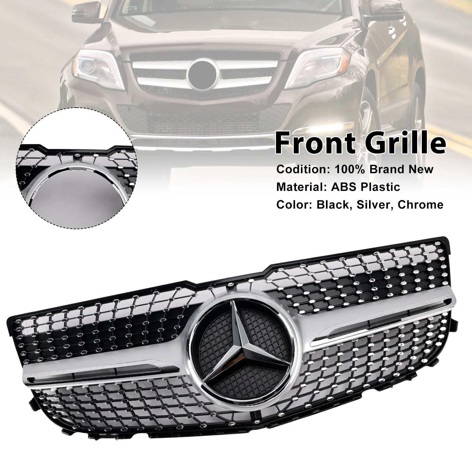 2013-2015 Mercedes-Benz GLK350 4Matic Sport Utilitaire à 4 portes Bumper avant grille diamant