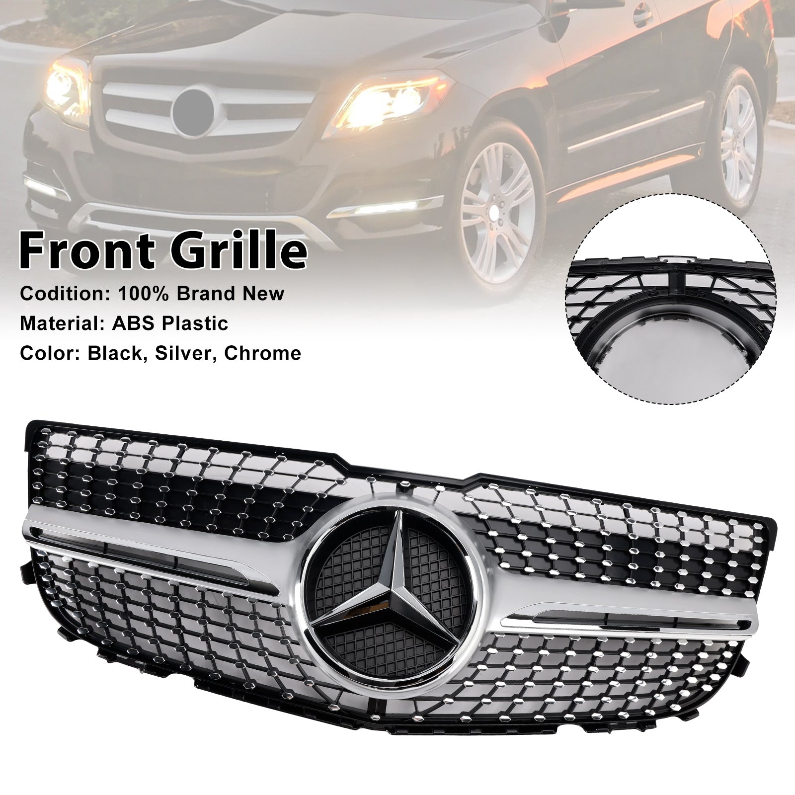2013-2015 Mercedes-Benz GLK350 4Matic Sport Utilitaire à 4 portes Bumper avant grille diamant