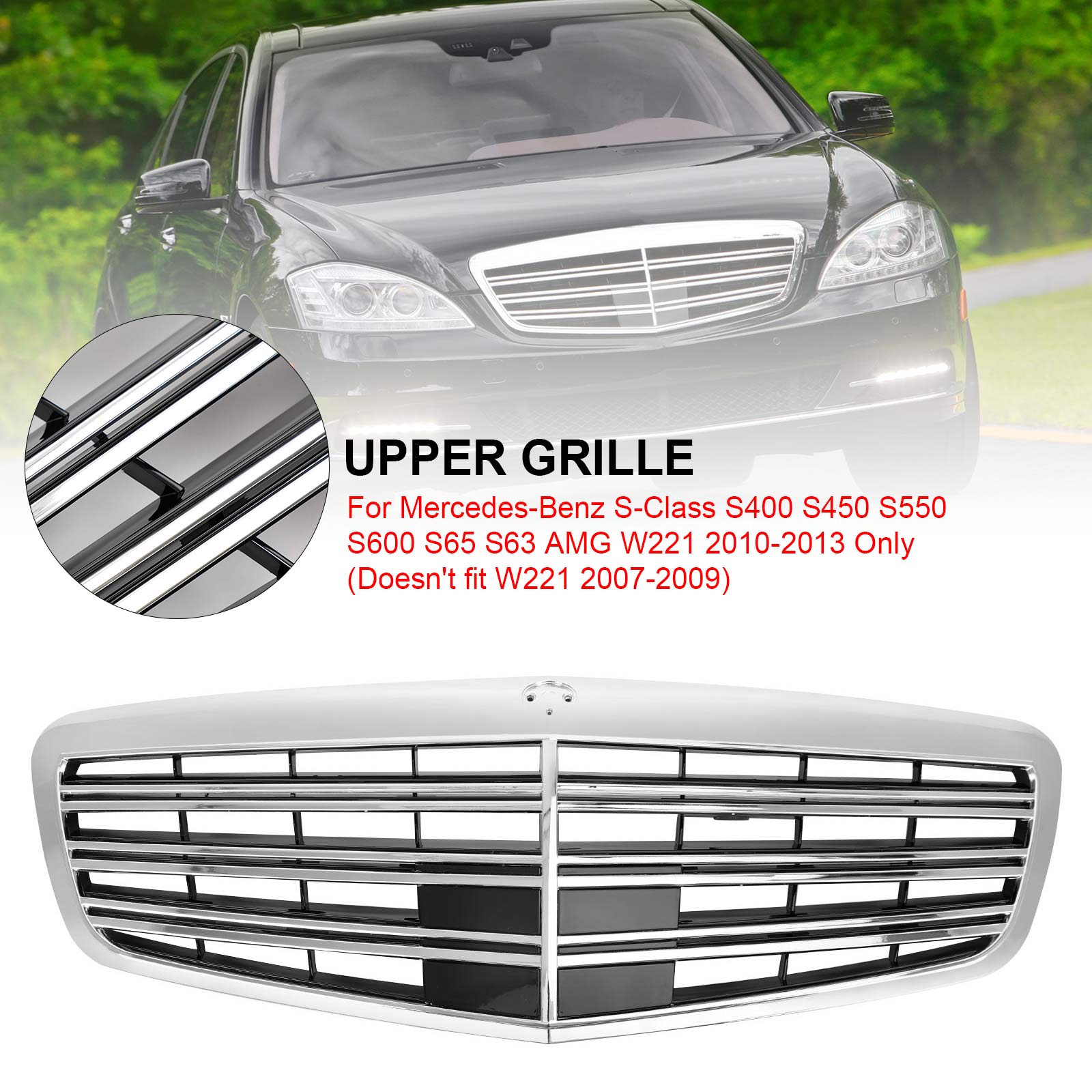 Mercedes-Benz Clase S 2010-2013 S400 S450 S550 S600 S65 S63 AMG W221 Parrilla delantera estilo AMG