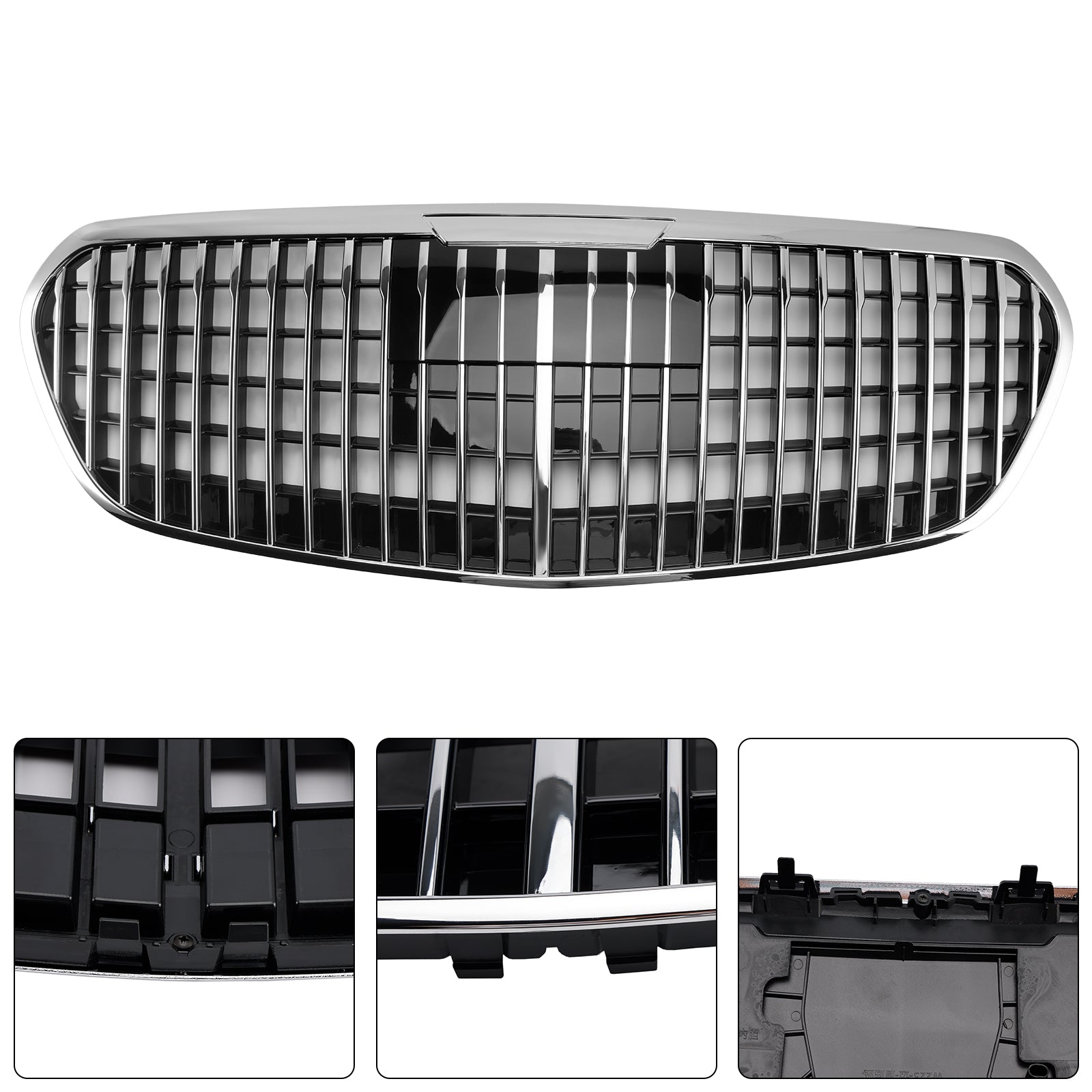 Mercedes Benz Classe S 2021-2023 W223 S480 S580 S680 + Grade do para-choque dianteiro cromada com ACC