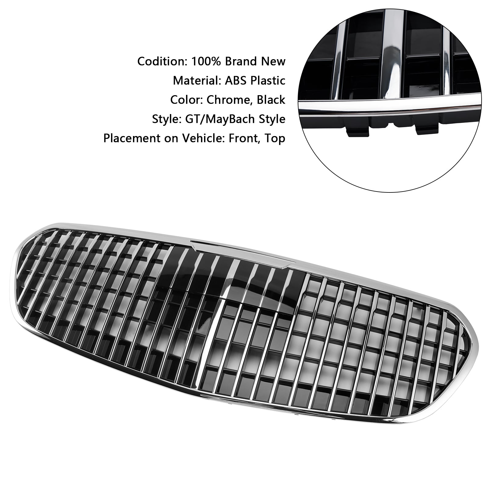 Mercedes Benz Classe S 2021-2023 W223 S480 S580 S680 + Grade do para-choque dianteiro cromada com ACC