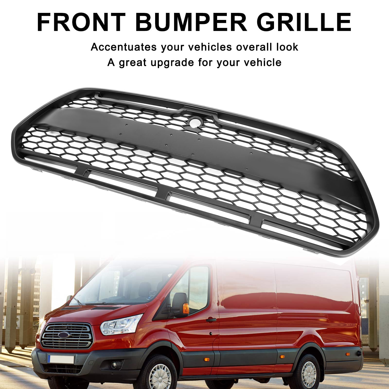 2015-2018 Ford Transit MK8 Raptor Upgrade Agressieve stijl Matzwarte voorbumpergrille