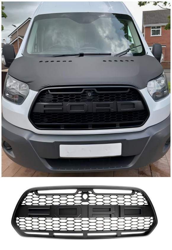 2015-2018 Ford Transit MK8 Raptor Upgrade Aggressive Style Matte Black Front Bumper Grille