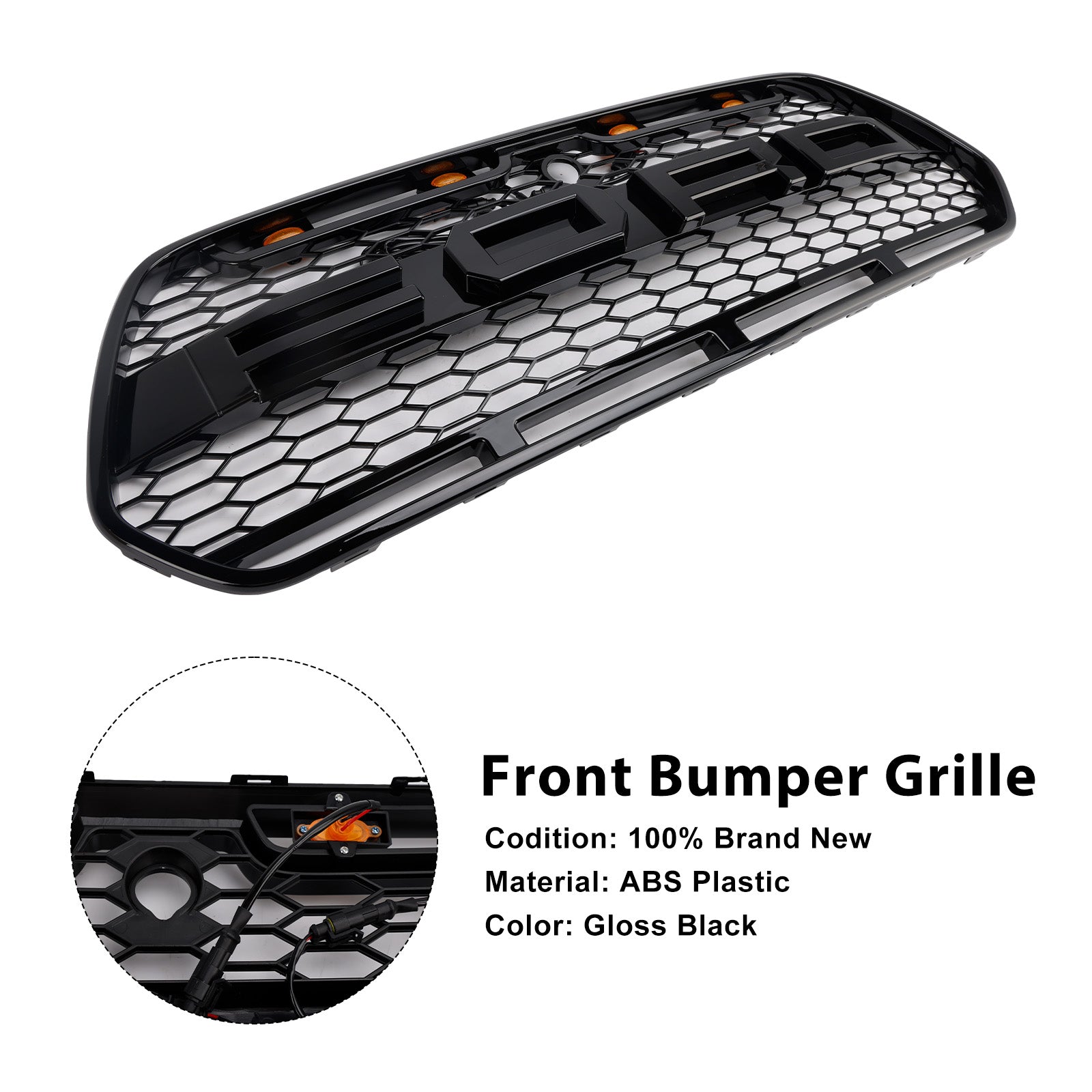 2015-2018 Ford Transit MK8 Raptor met LED glanzend zwarte voorbumpergrille