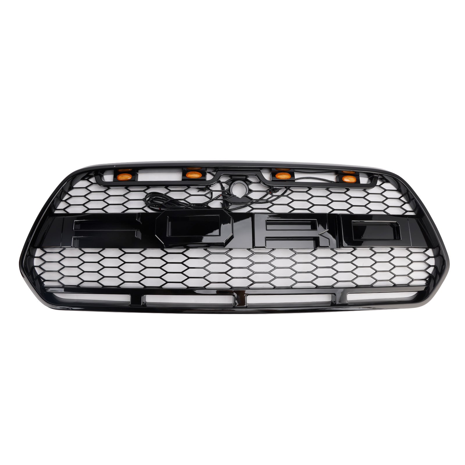 Glans svart front støtfanger grill grill passet Ford transitt MK8 2015-2018 Raptor m/LED