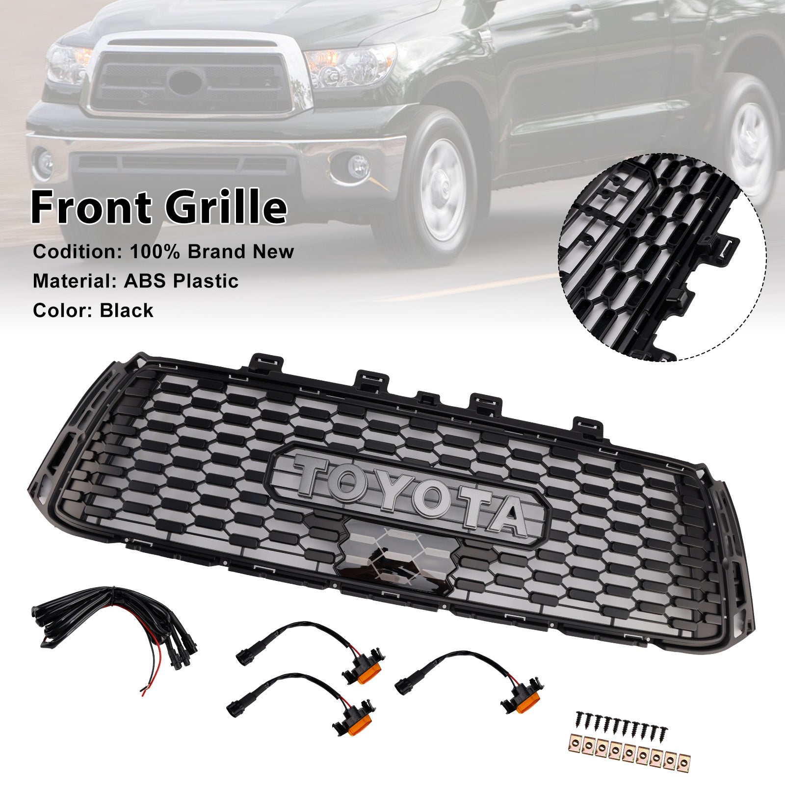 2010-2013 Toyota Tundra TRD PRO Black Honeycomb Front Bumper Grill Grille
