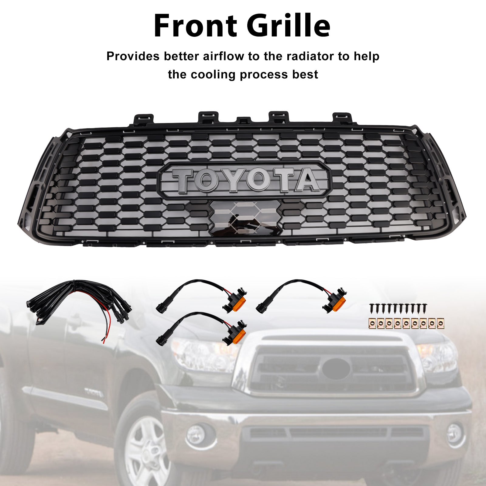 2010-2013 Toyota Tundra TRD PRO Black Honeycomb Front Bumper Grill Grille