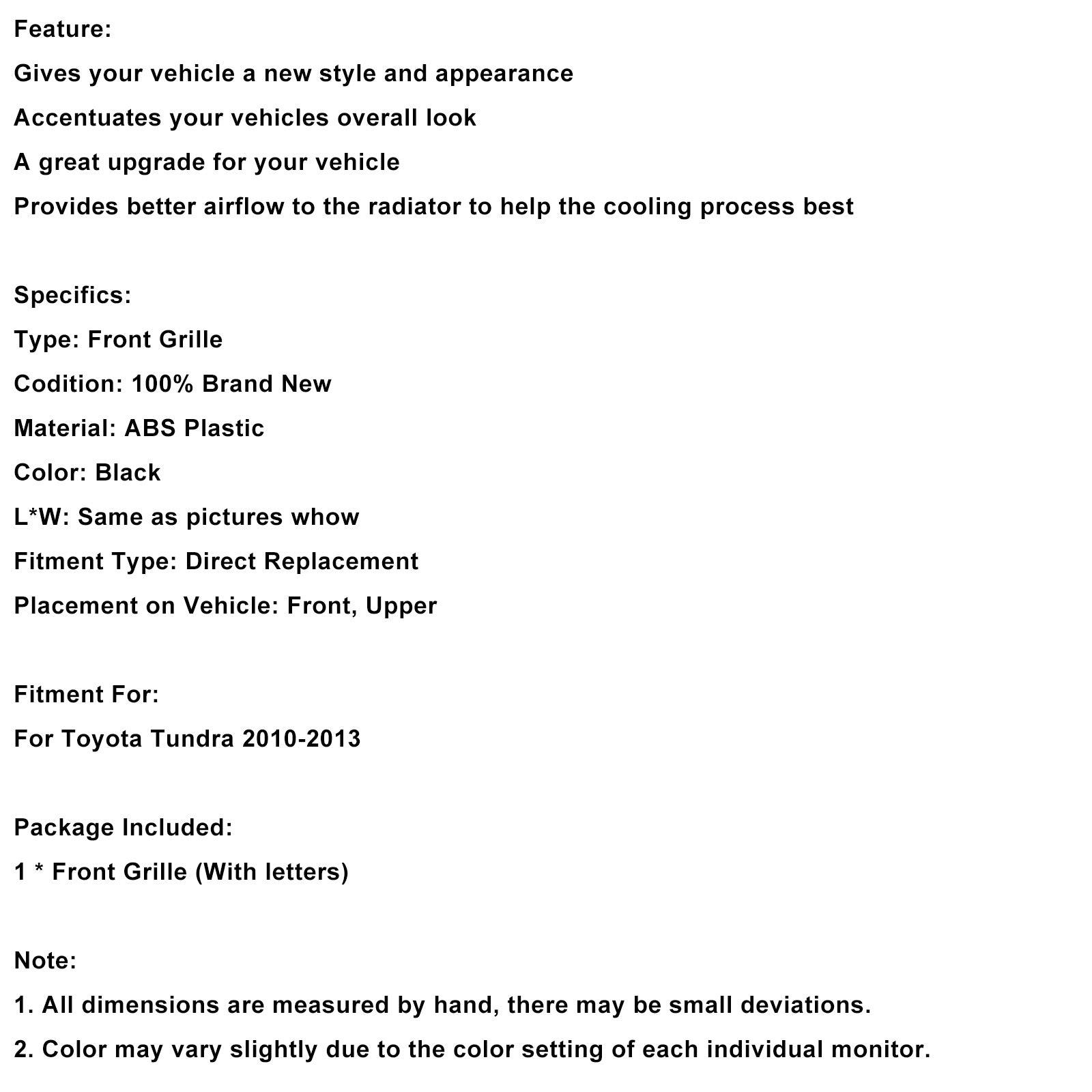 2010-2013 Toyota Tundra TRD PRO Black Honeycomb Front Bumper Grill Grille