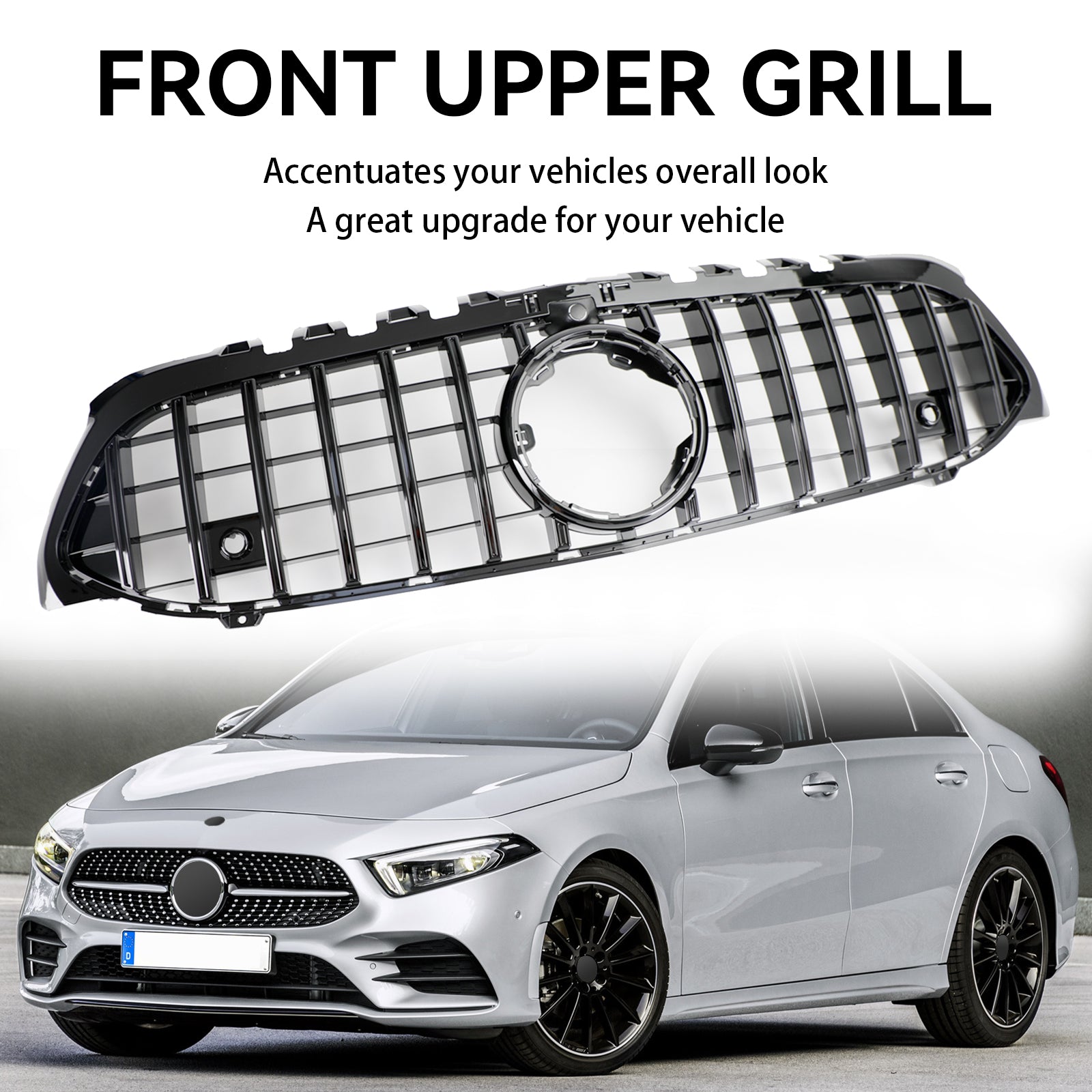 Mercedes Benz Classe A 2019-2023 W177 Grade do para-choque dianteiro estilo GT preta