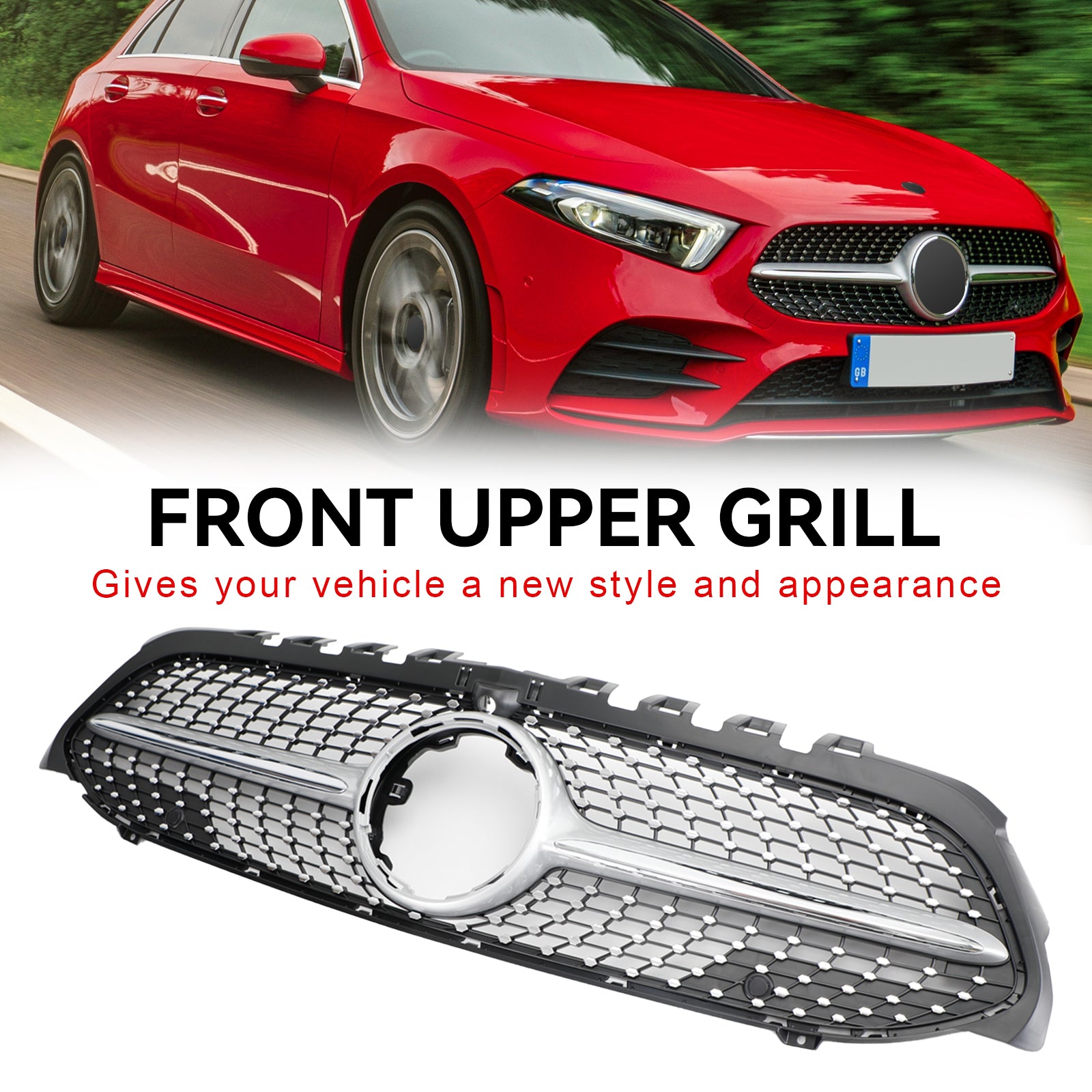 Mercedes-Benz Classe A (2019-2023) W177 Calandre de pare-chocs avant diamant noir/chrome