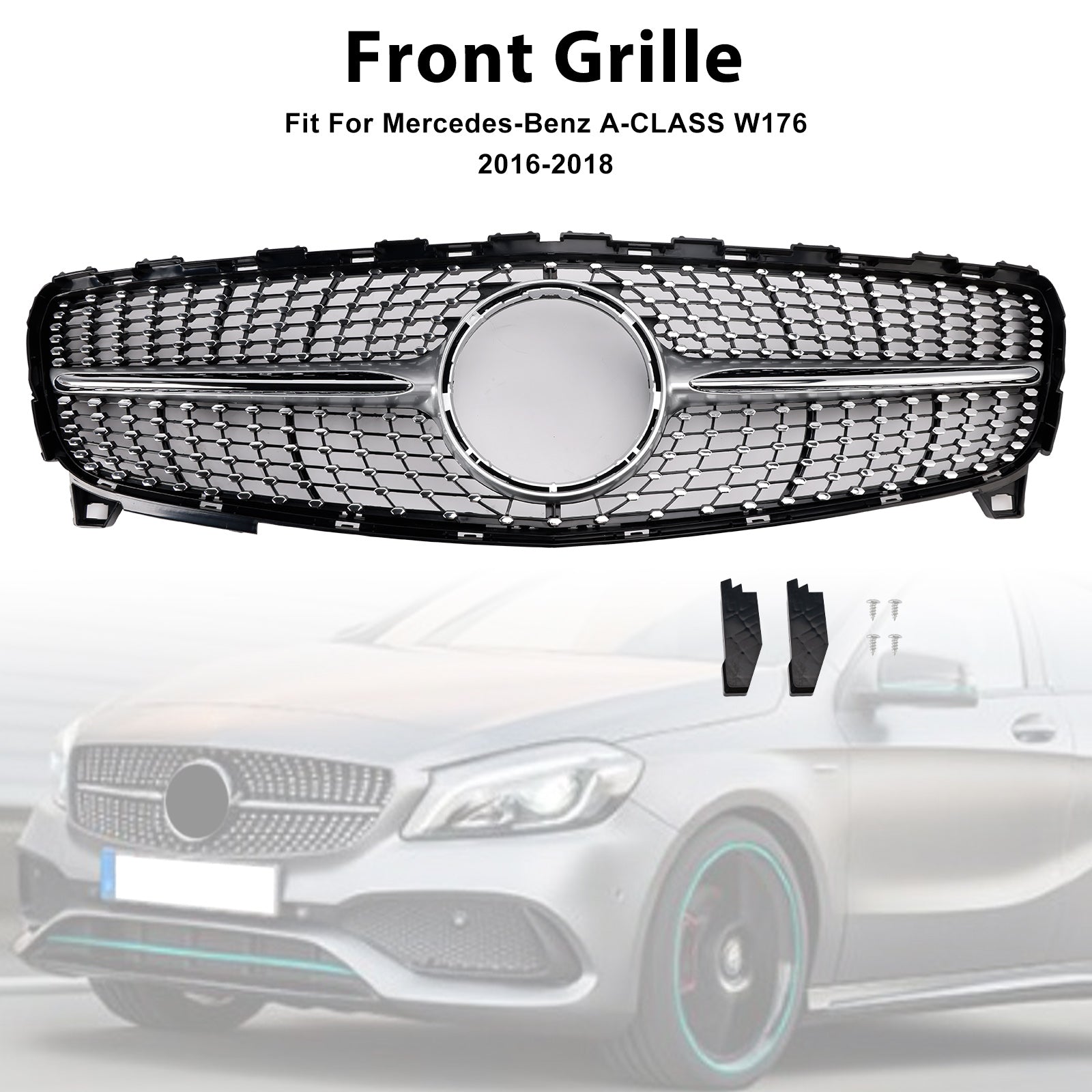 MERCEDES BENZ CLASSE A 2016-2018 W176 Grade do para-choque dianteiro em formato de diamante