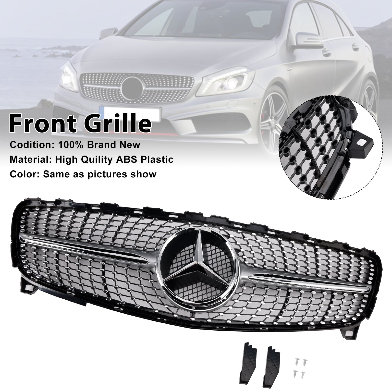 2016–2018 MERCEDES BENZ A-KLASSE W176 Frontfangergrill Grill Diamant
