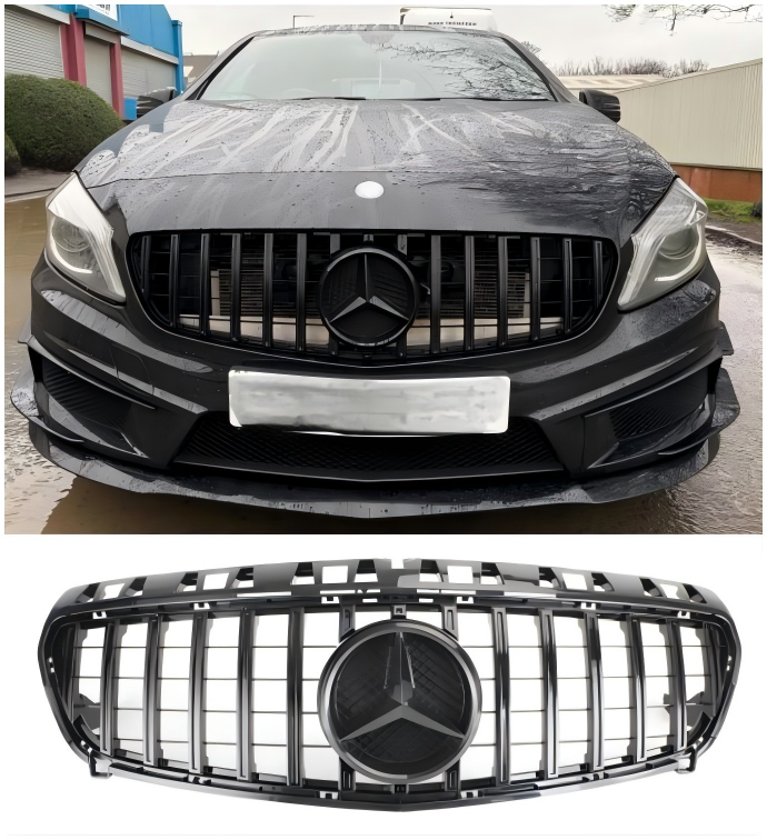 Mercedes-Benz triedy A, rok výroby 2013, 2014, 2015 W176 Lesklá čierna mriežka predného nárazníka