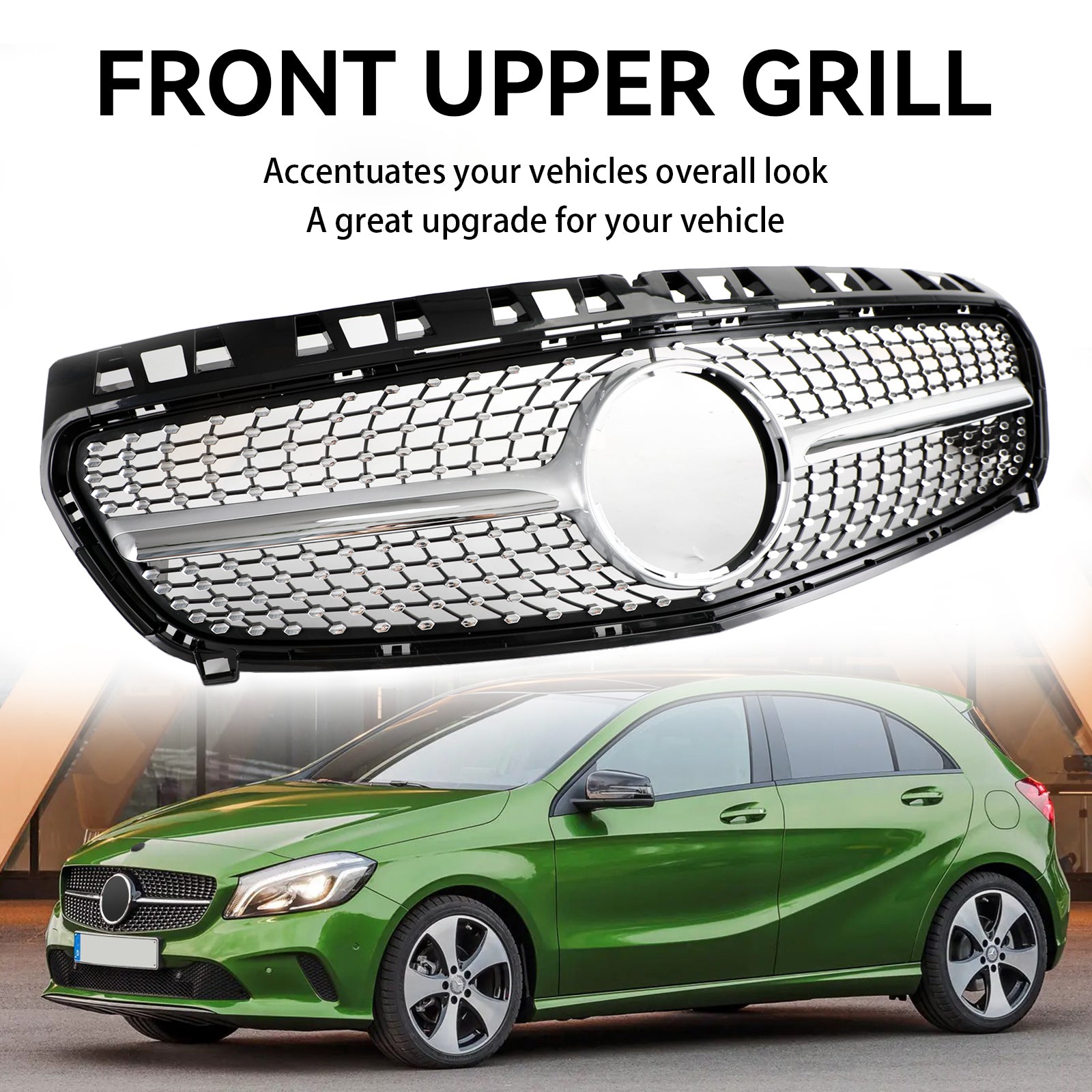 CLASE A 2013-2015 W176 Parrilla delantera para parachoques Mercedes Benz negra/cromada