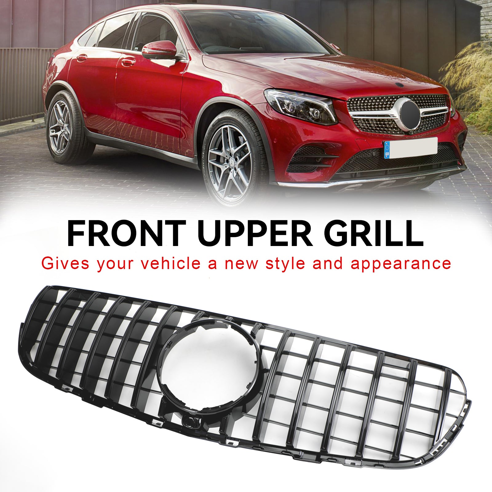 GLC X253 C253 2015-2019 Mercedes Benz Front Bumper Grille Grill Gloss Black