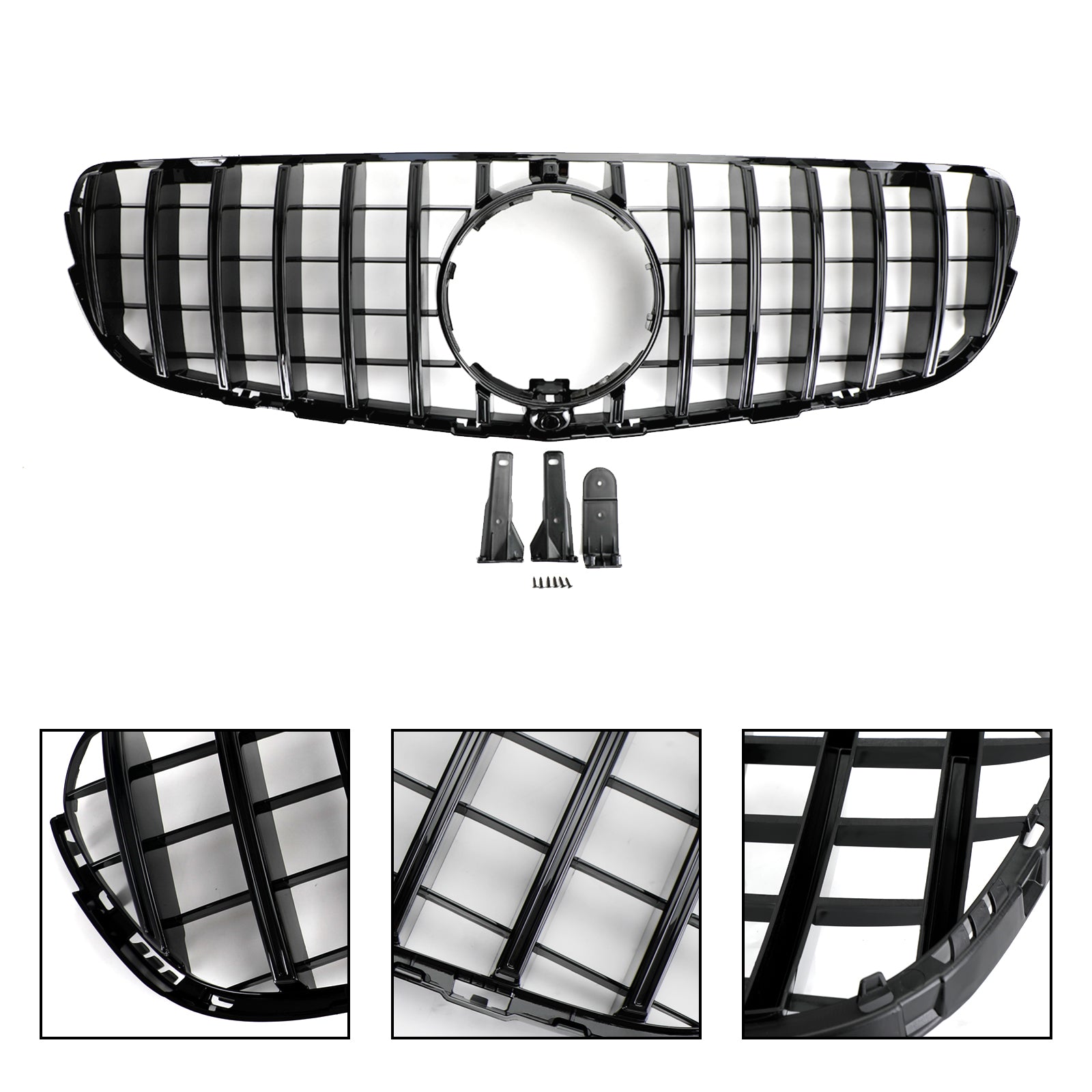 GLC X253 C253 2015-2019 Mercedes Benz Front Bumper Grille Grill Gloss Black