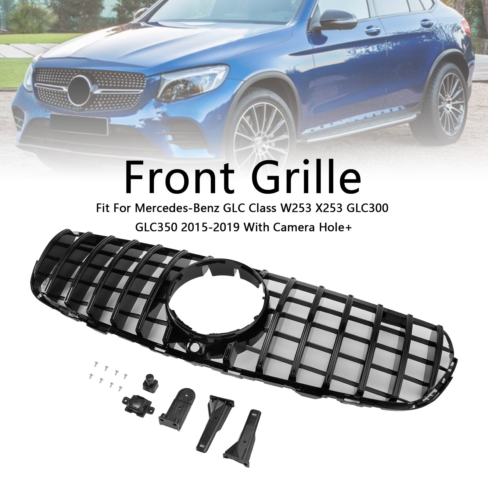 2015-2019 Mercedes Benz GLC X253 C253 Grille de pare-chocs avant noir brillant