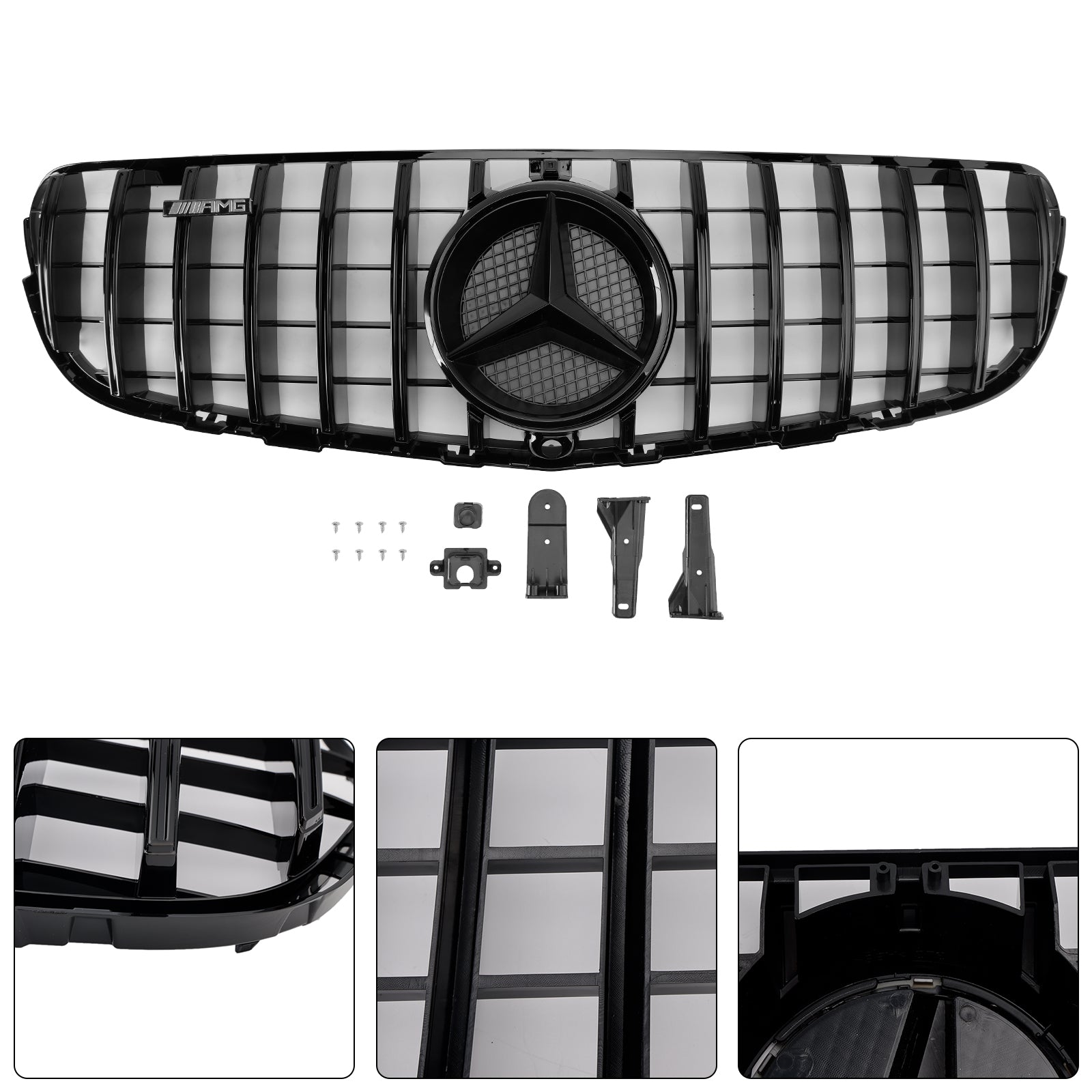 2015-2019 Mercedes Benz GLC X253 C253 Front Bumper Grill Grill Gloss Black