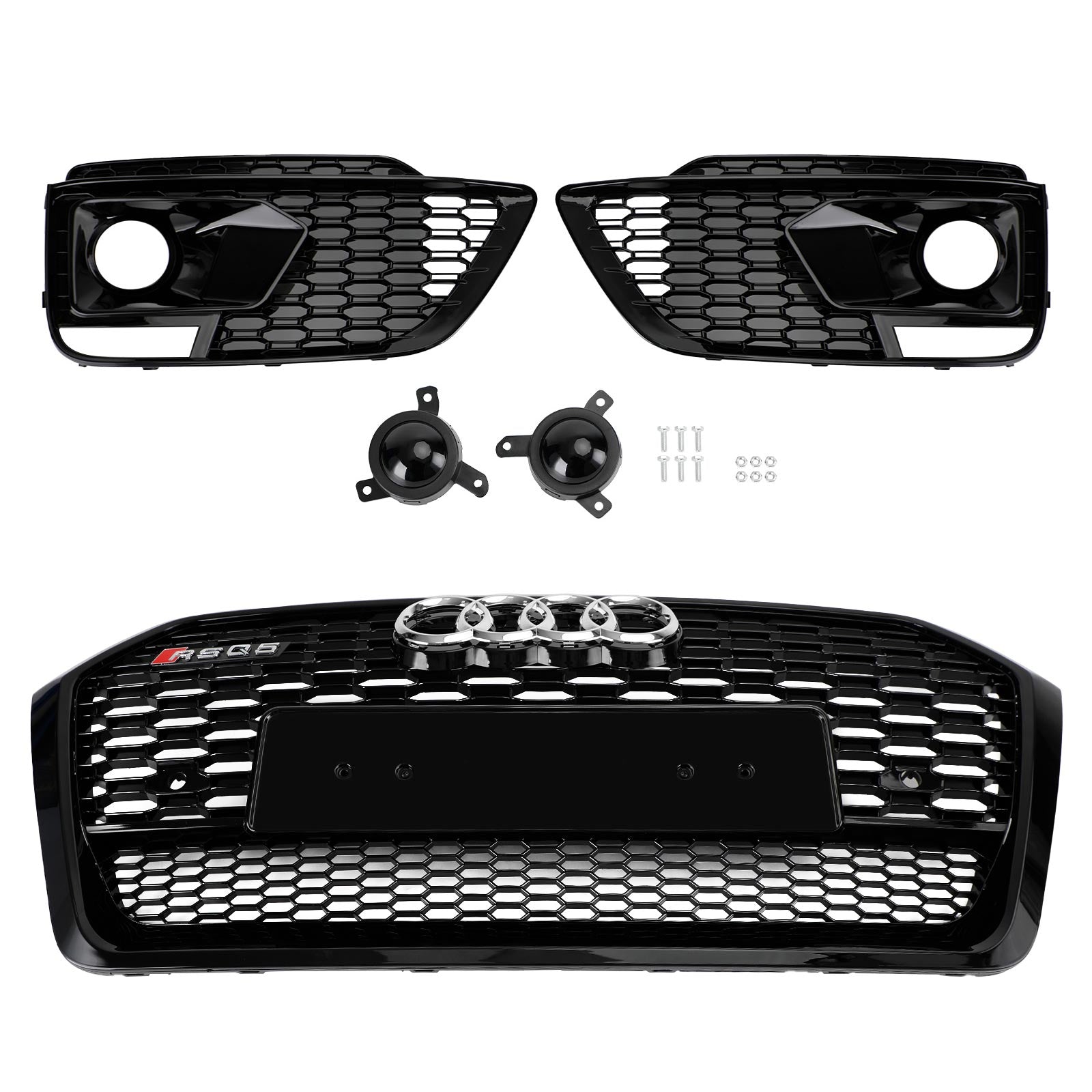 2018-2020 Audi Q5 SQ5 RSQ5 Front Honeycomb Mesh Grill + hmlová lampa mriežka