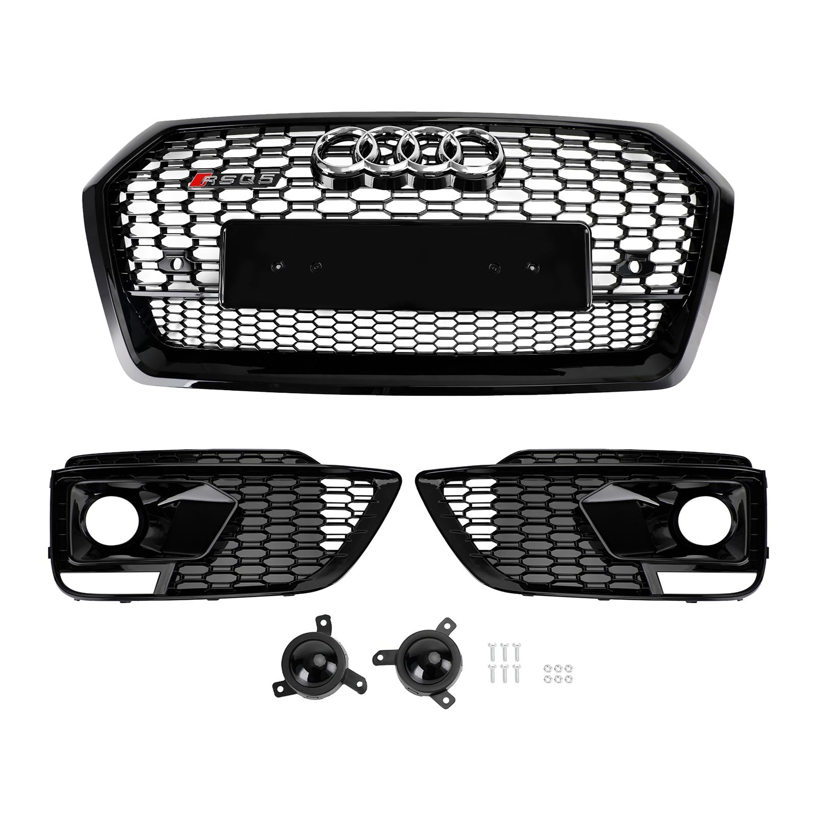 2018-2020 Audi Q5 SQ5 RSQ5 Front Honeycomb Mesh Grill + hmlová lampa mriežka