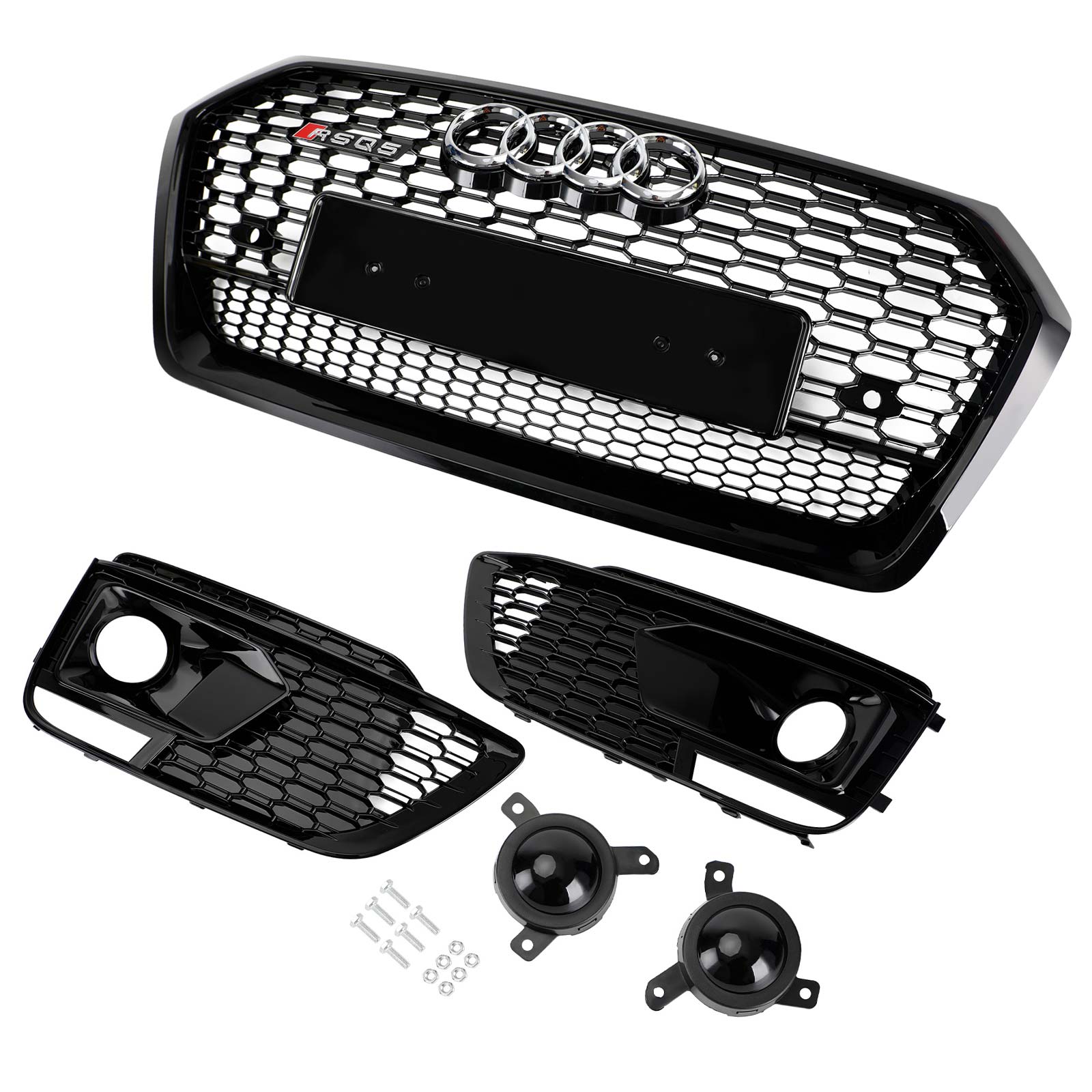 2018-2020 Audi Q5 SQ5 RSQ5 Front Honeycomb Mesh Grill + hmlová lampa mriežka