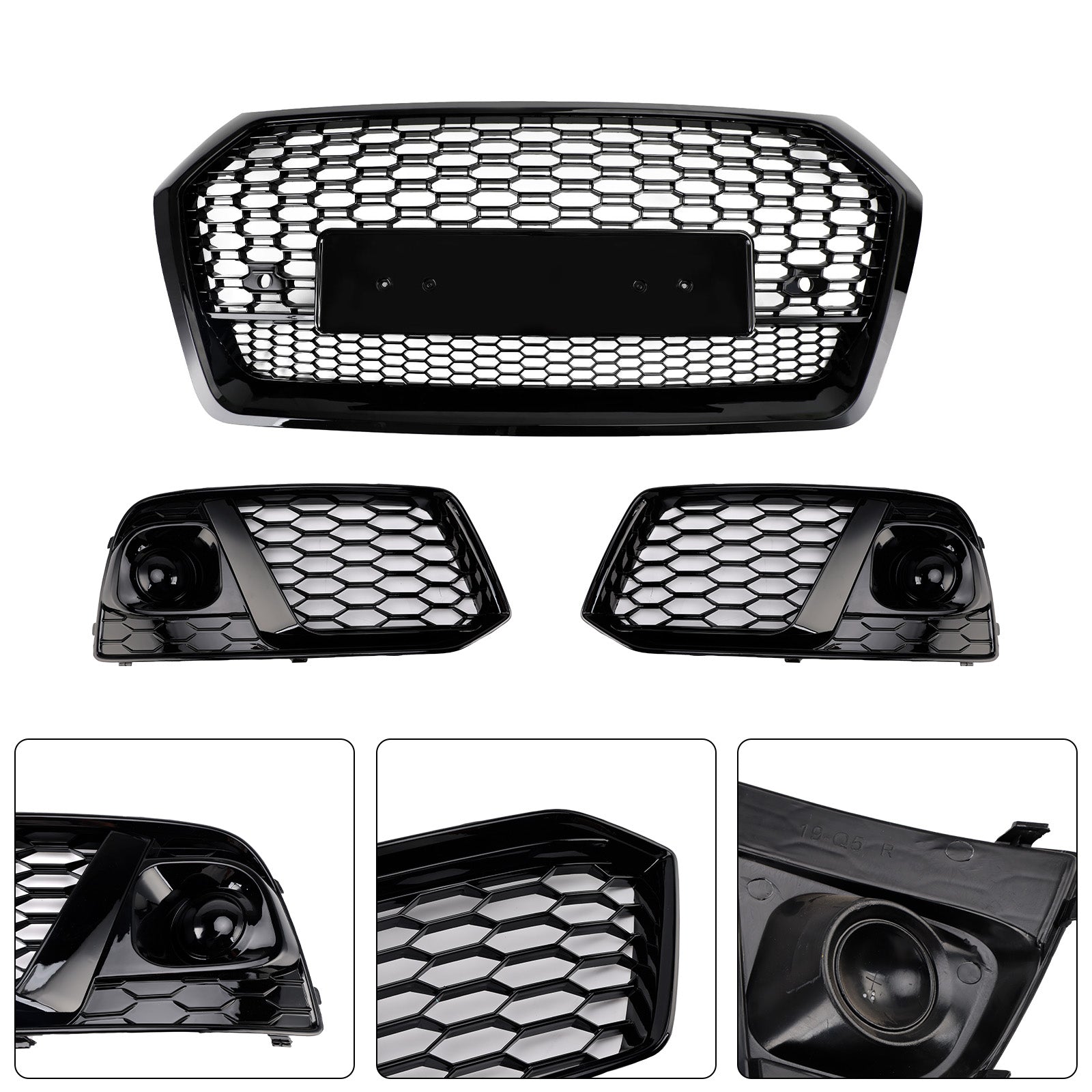 2018 2019 Audi Q5 SQ5 Grille avant en nid d'abeille + Grille de phare antibrouillard