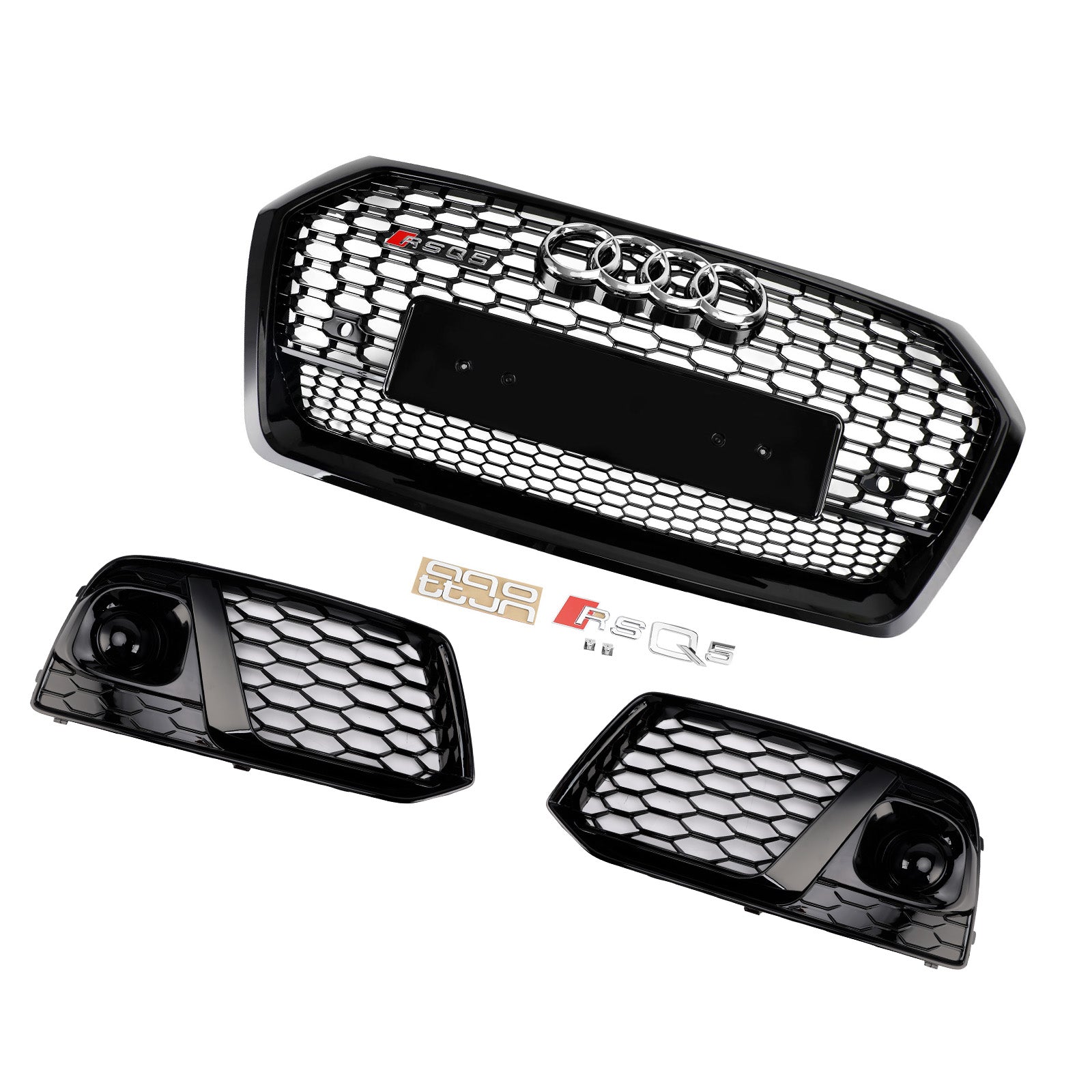 2018 2019 Audi Q5 SQ5 Front Honeycomb Mesh Grill + Dimlampa Grill