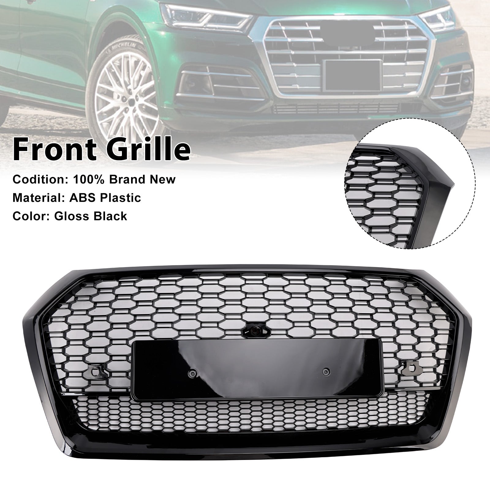Grille de calandre avant en nid d'abeille de style Audi Q5 SQ5 RSQ5 2018-2020