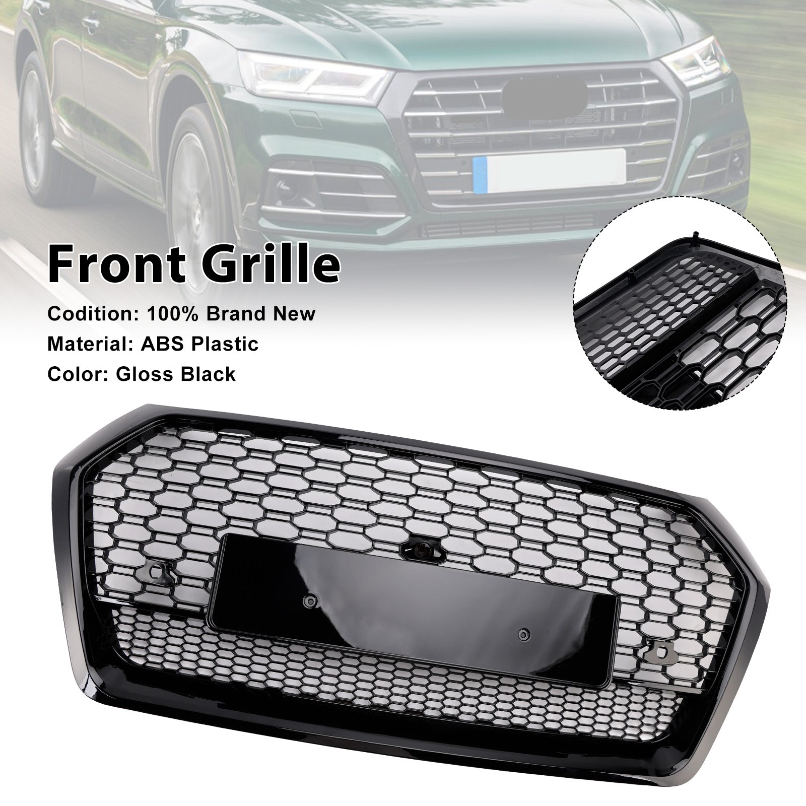 Grille de calandre avant en nid d'abeille de style Audi Q5 SQ5 RSQ5 2018-2020