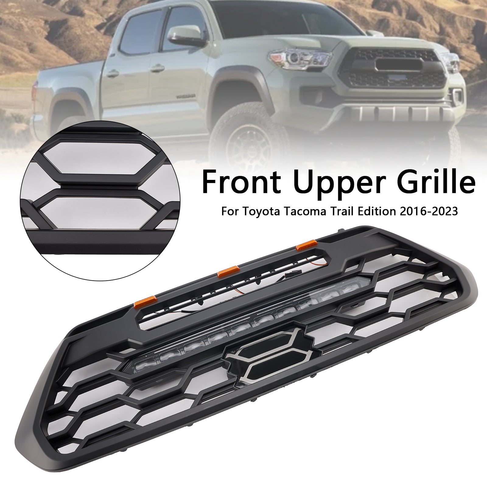 Grille de pare-chocs avant Toyota Tacoma 2016-2023 avec lumière LED