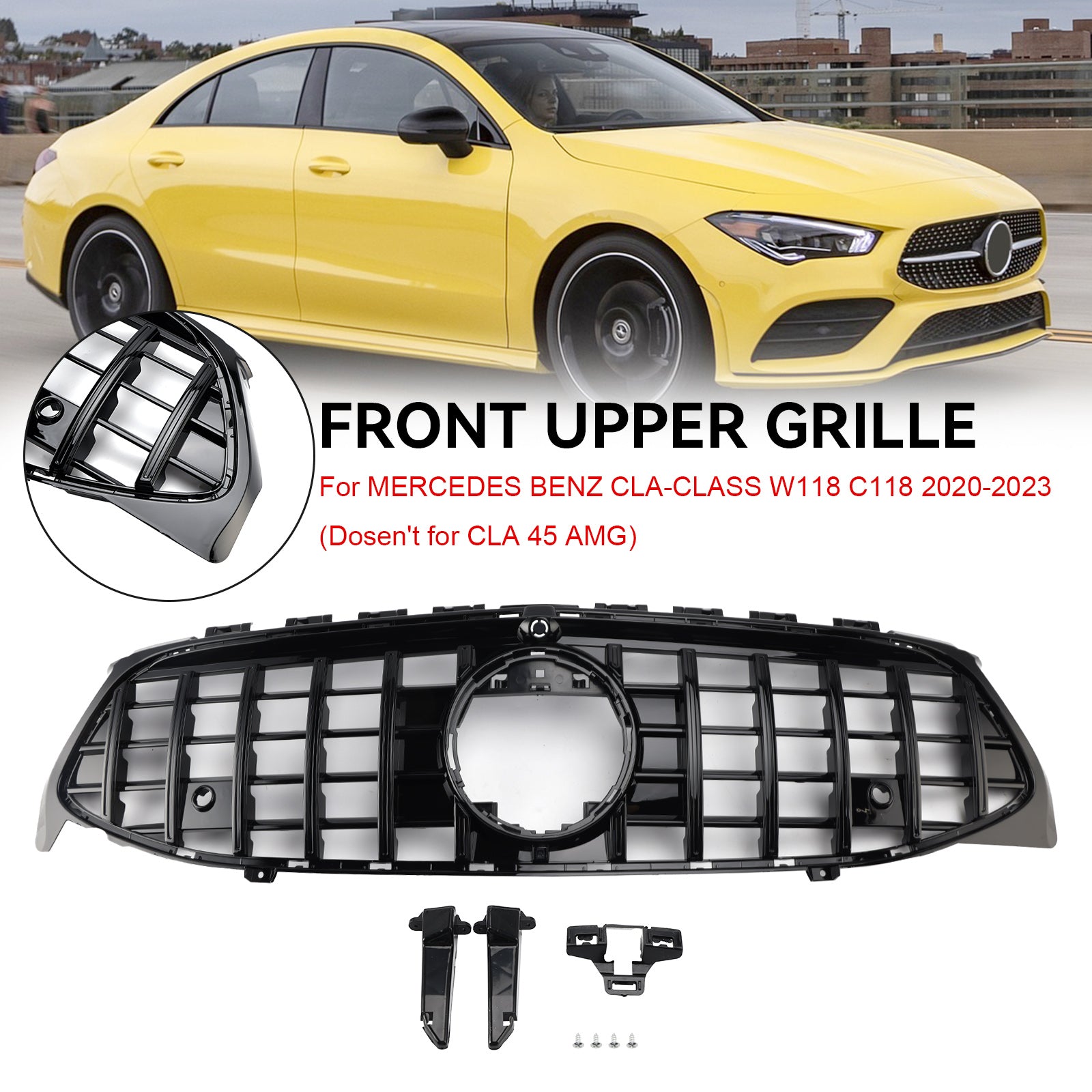 CLA Class Mercedes Benz 2020-2023 W118 C118 GTR Black Front Bumper Grille Grill