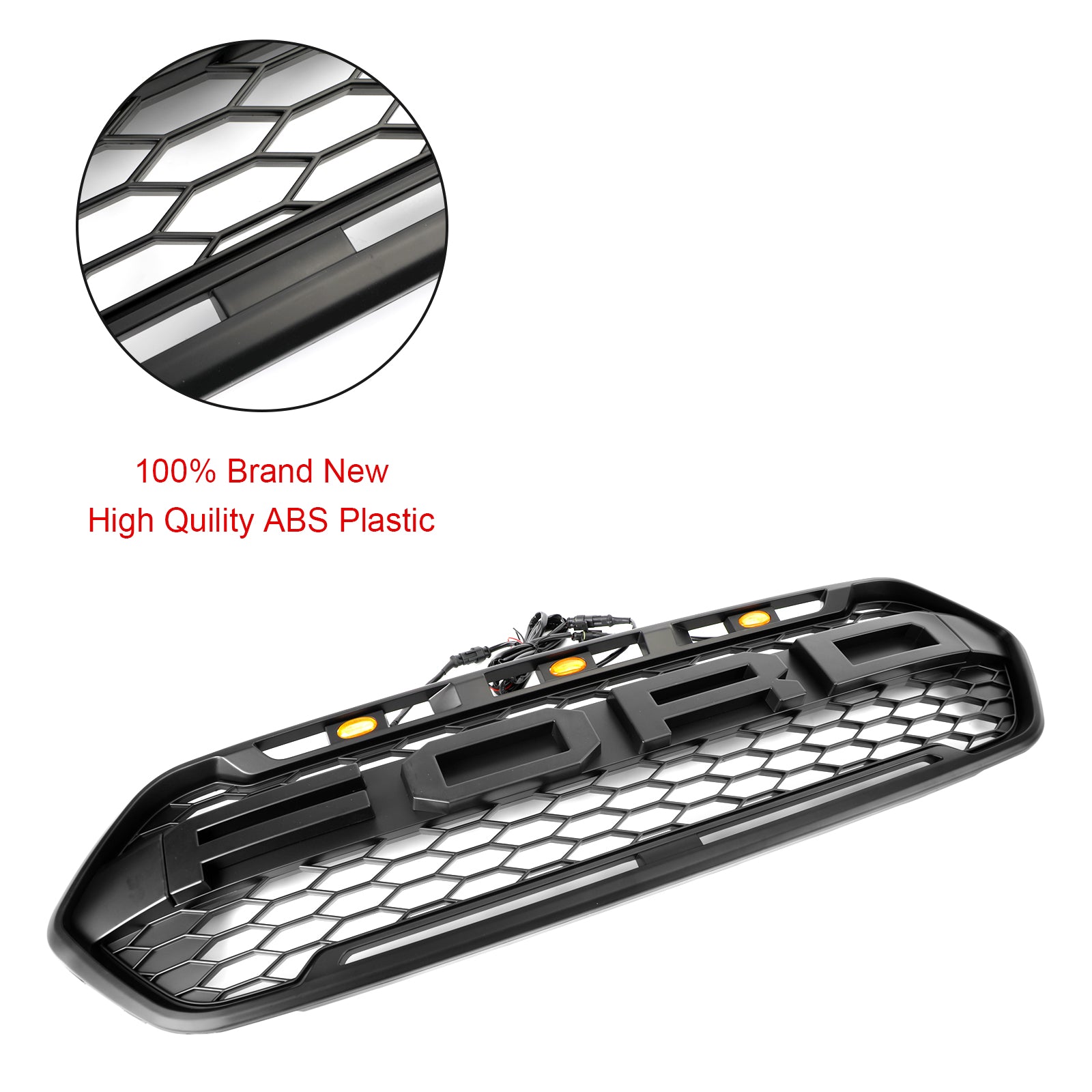 2018 2019 2020 2021 2022 2023 Ford Transit Custom Raptor Style Trail W/ 3LED Matte Black Front Bumper Grille