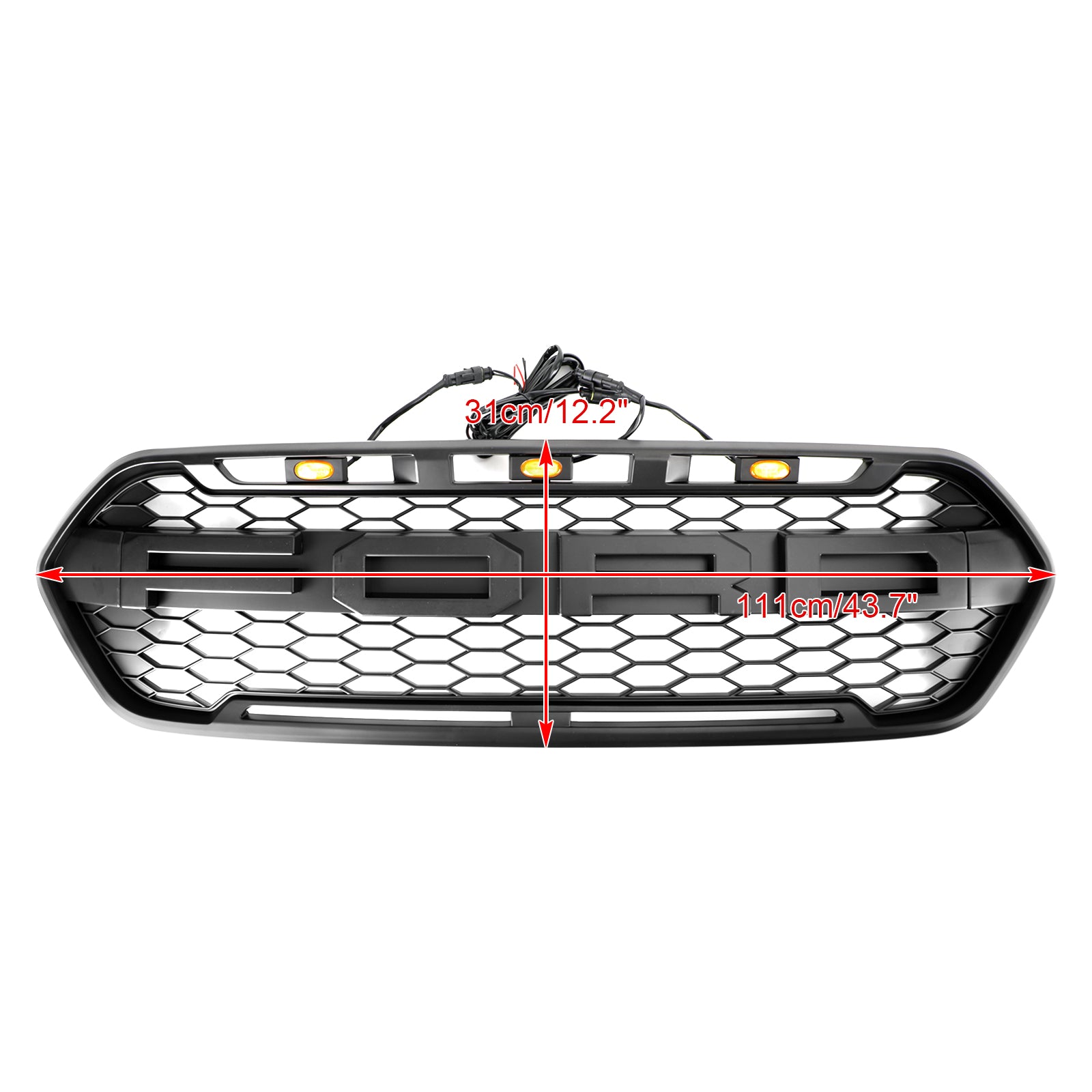 2018 2019 2020 2021 2022 2023 Ford Transit Custom Raptor Style Trail W/ 3LED Matte Black Front Bumper Grille