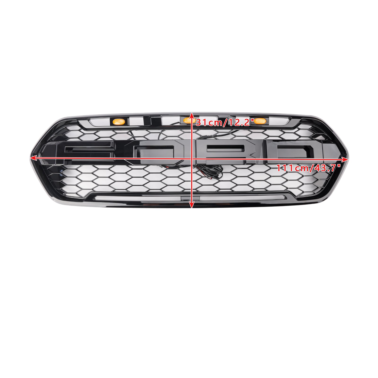 2018-2023 met 3LED glanzend zwarte Ford Transit Custom Trail met 3LED voorbumpergrille
