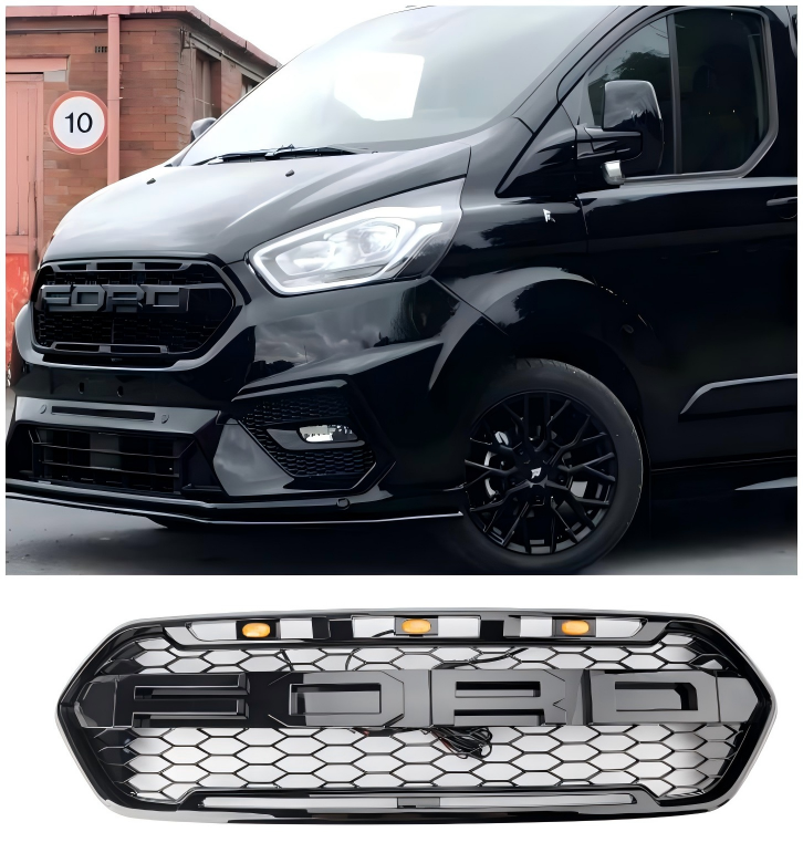 2018-2023 Ford Transit Custom Trail W/ 3LED Matte Black Front Bumper Grille Raptor Style