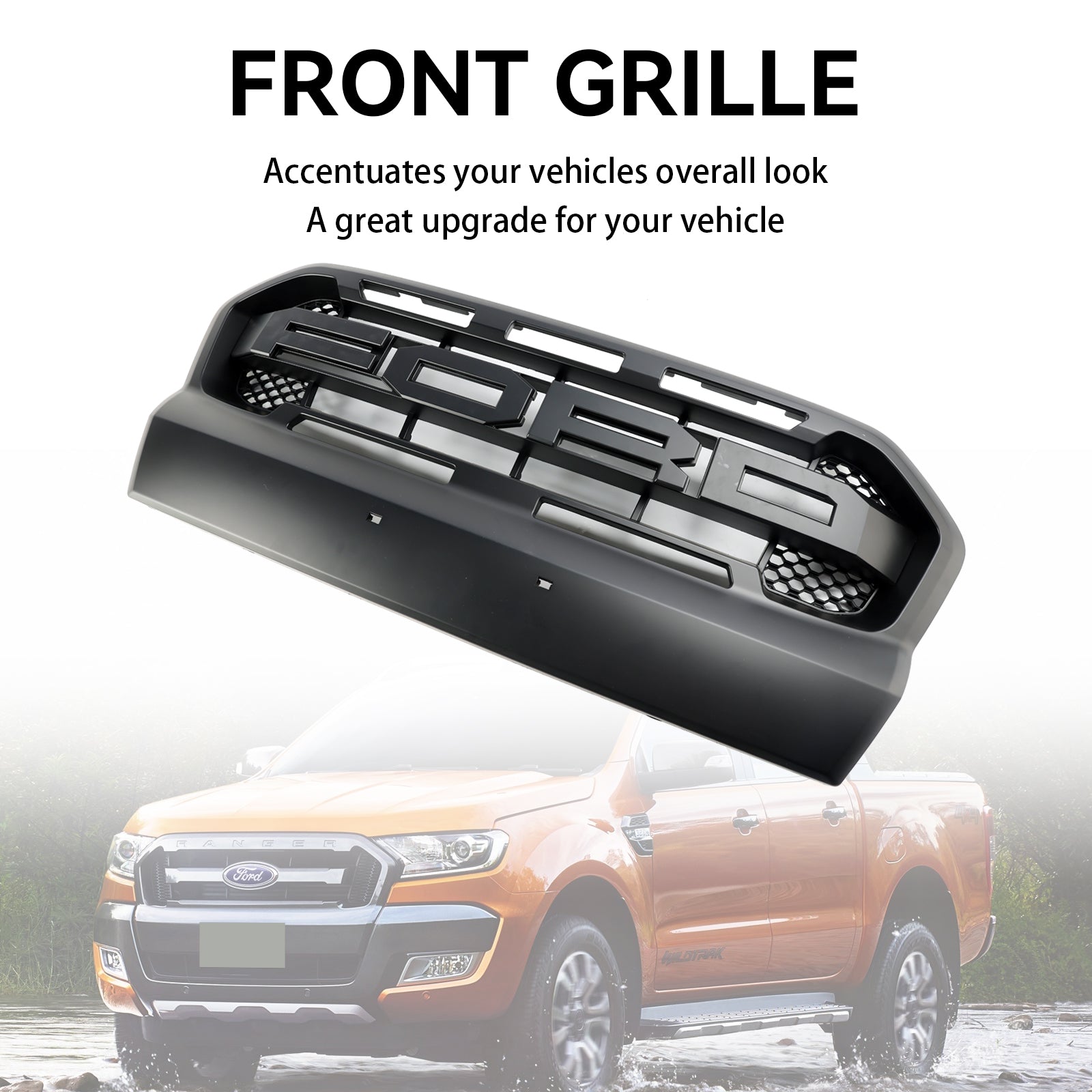 2015 2016 2017 2018 2019 Ford Ranger T7 Ranger Raptor Style Voorbumpergrill Mat Zwart