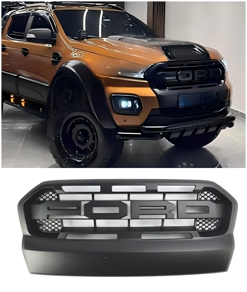 2015-2019 Ford Ranger T7 Matt Black Ranger Raptor Style Style Bull Grill