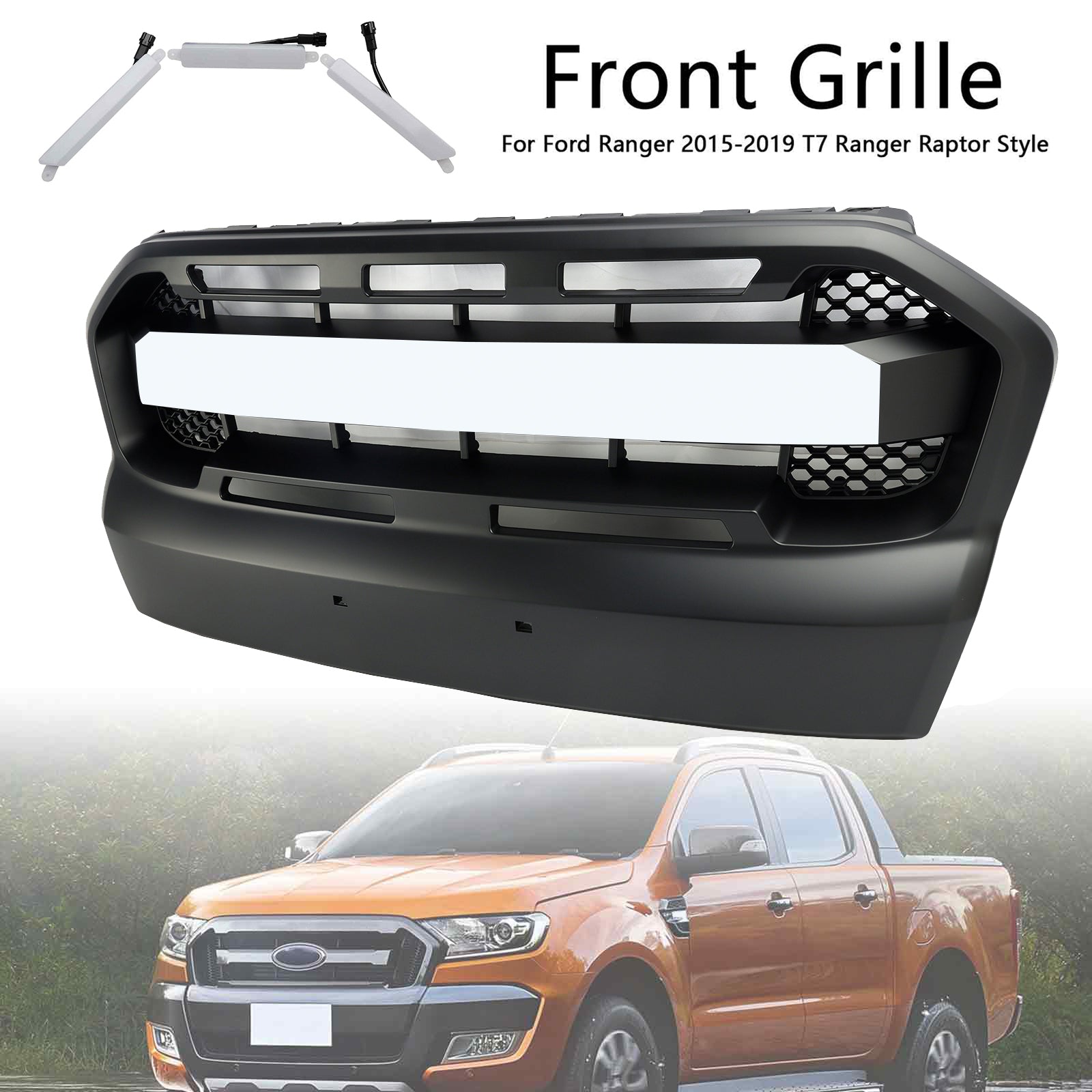 2015-2019 Ford Ranger T7 m/LED Raptor Style Front Bumper Grill Grill